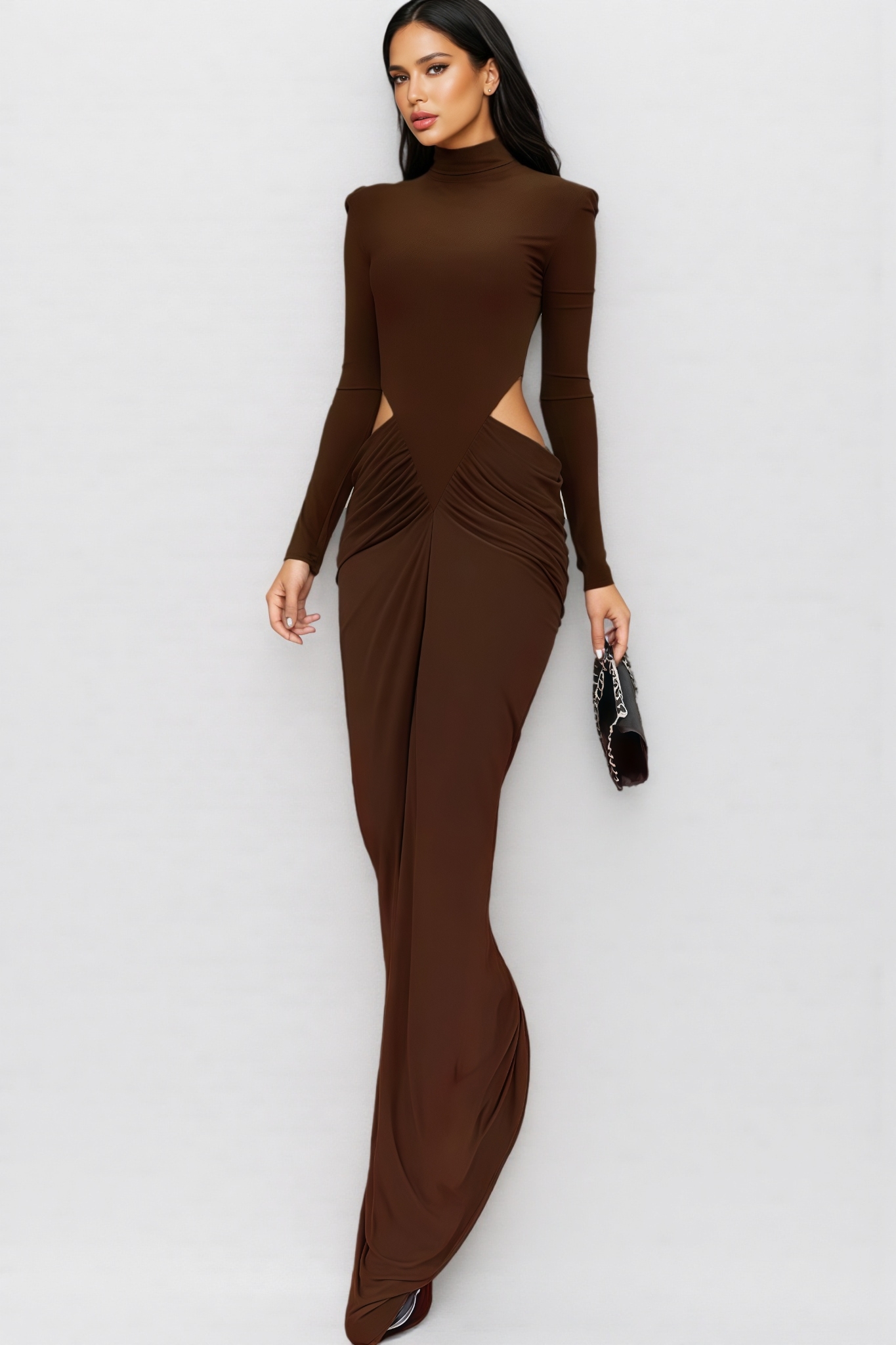 Riley Brown High Neck Cutout Maxi Dress