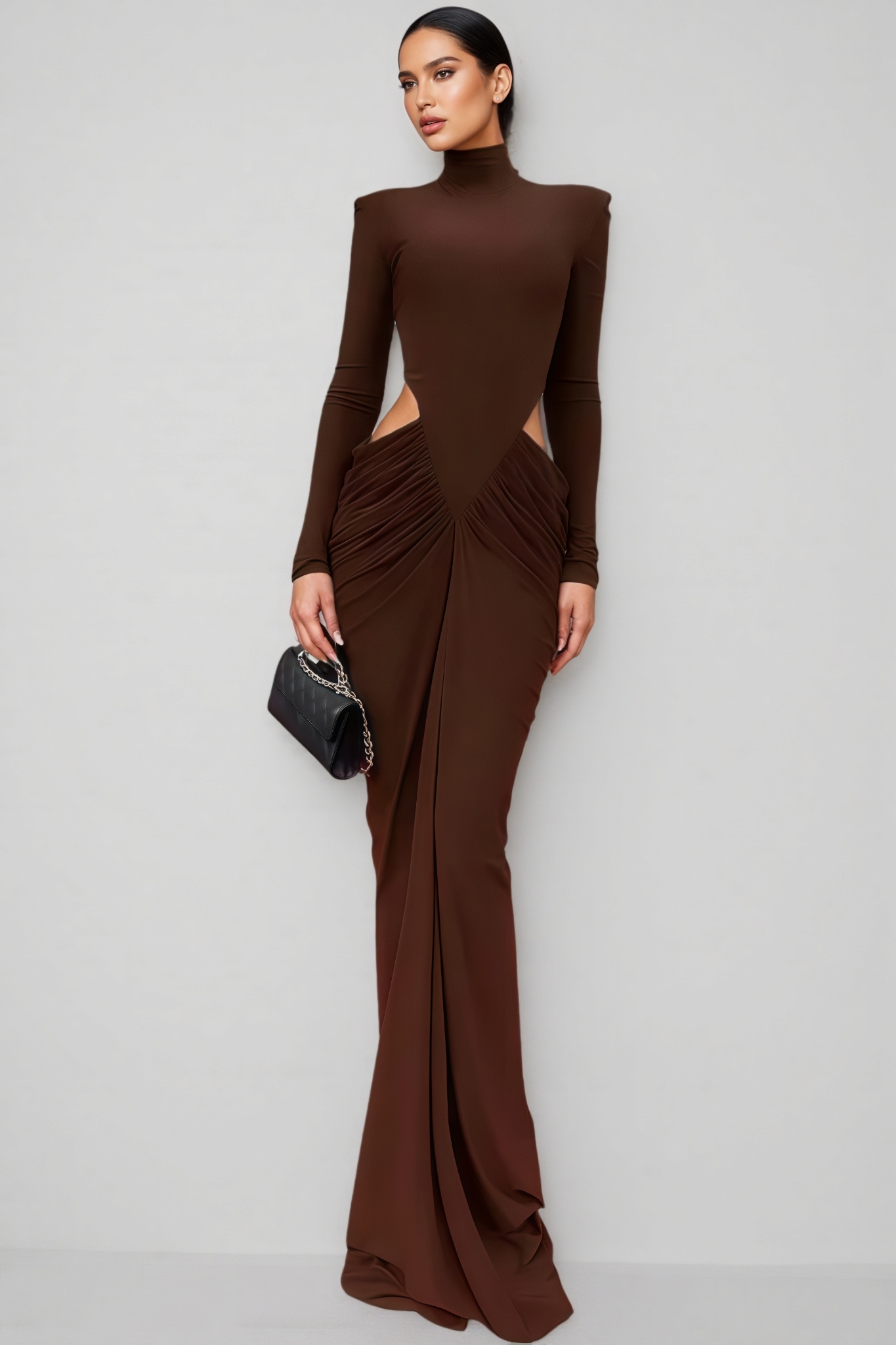 Riley Brown High Neck Cutout Maxi Dress