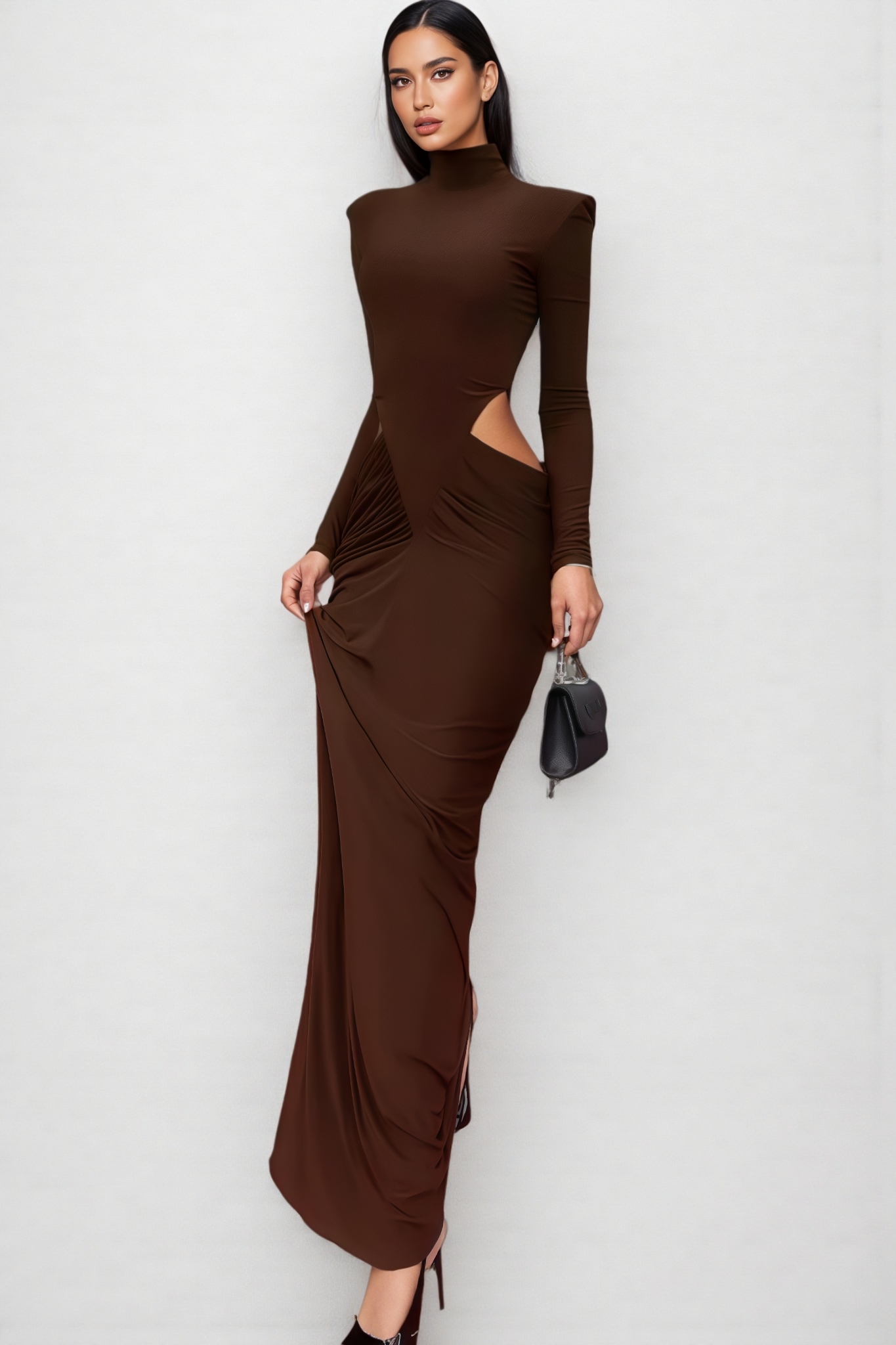 Riley Brown High Neck Cutout Maxi Dress