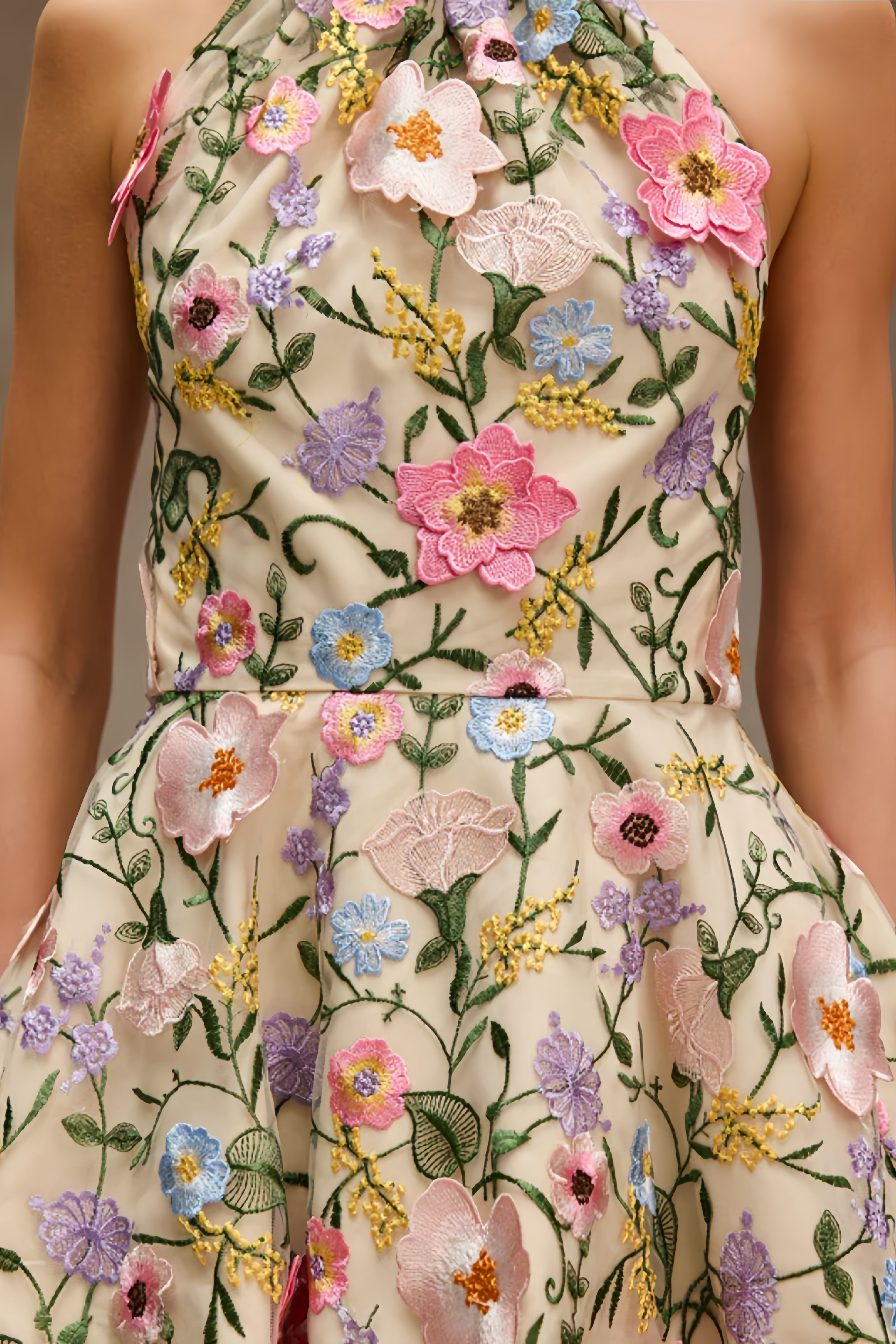 Evyant Sleeveless Flower Embroidered Mini Dress