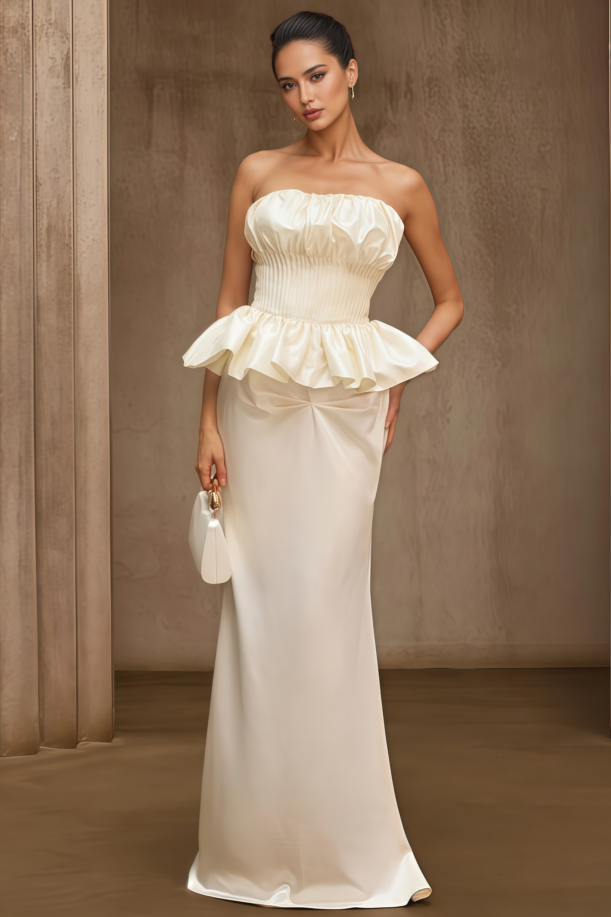 Serity Strapless Pleated Maxi Dress