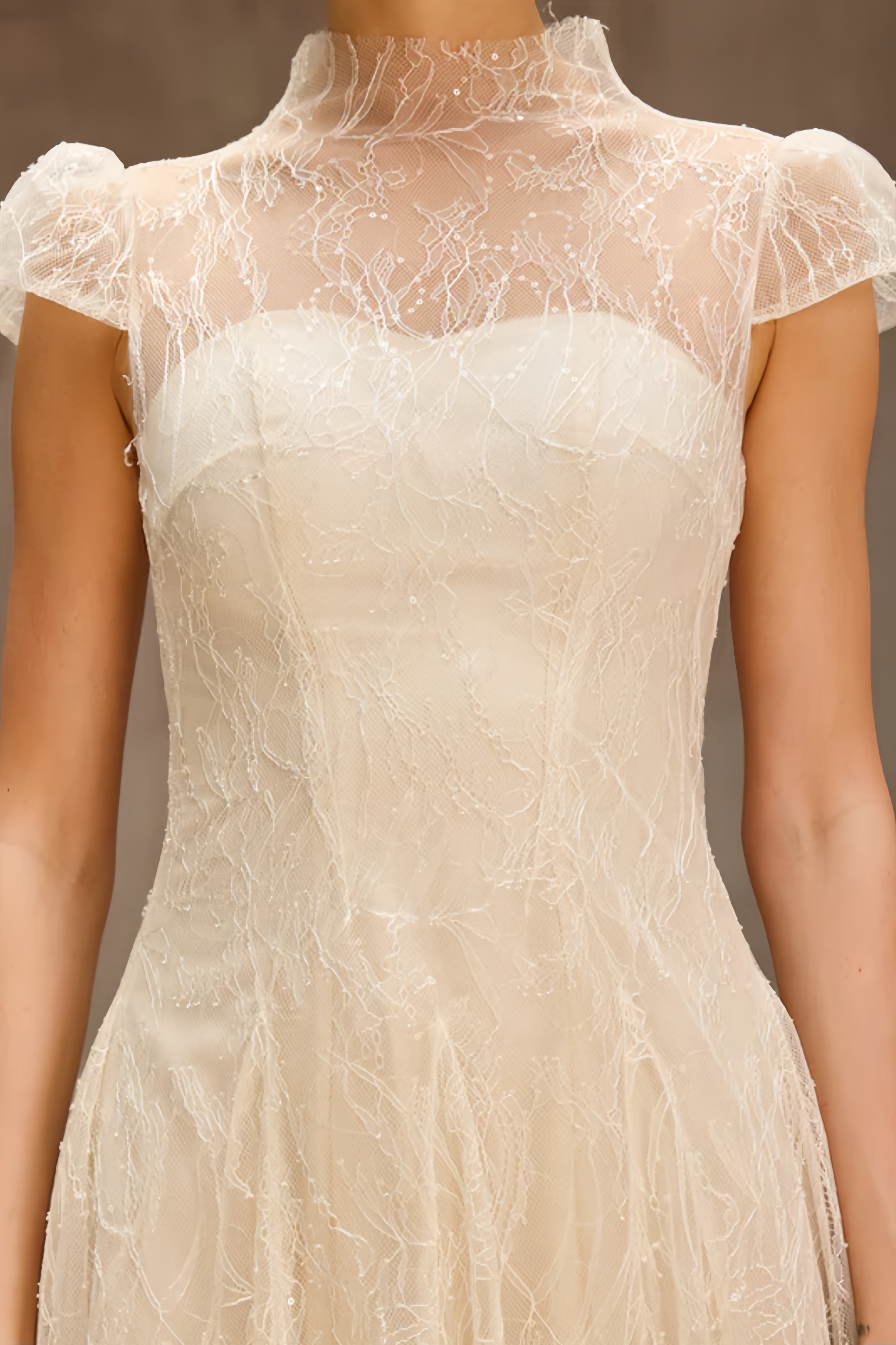 Keryin White Sequin Lace Maxi Dress