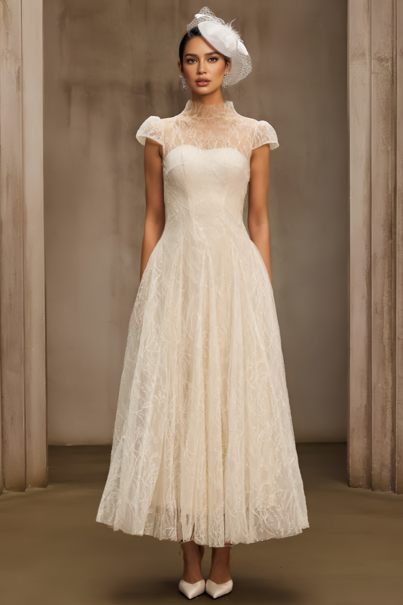 Keryin White Sequin Lace Maxi Dress