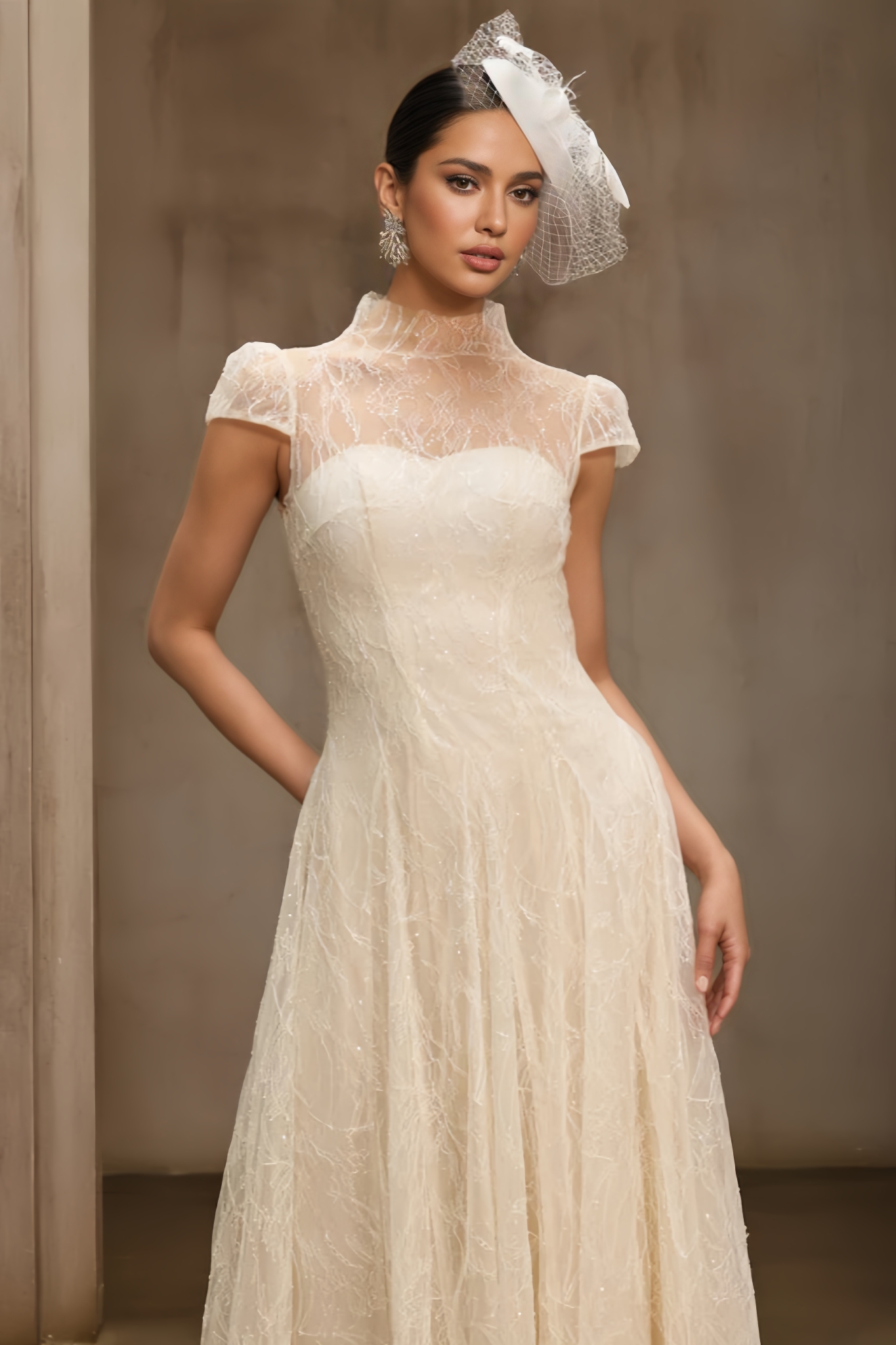 Keryin White Sequin Lace Maxi Dress