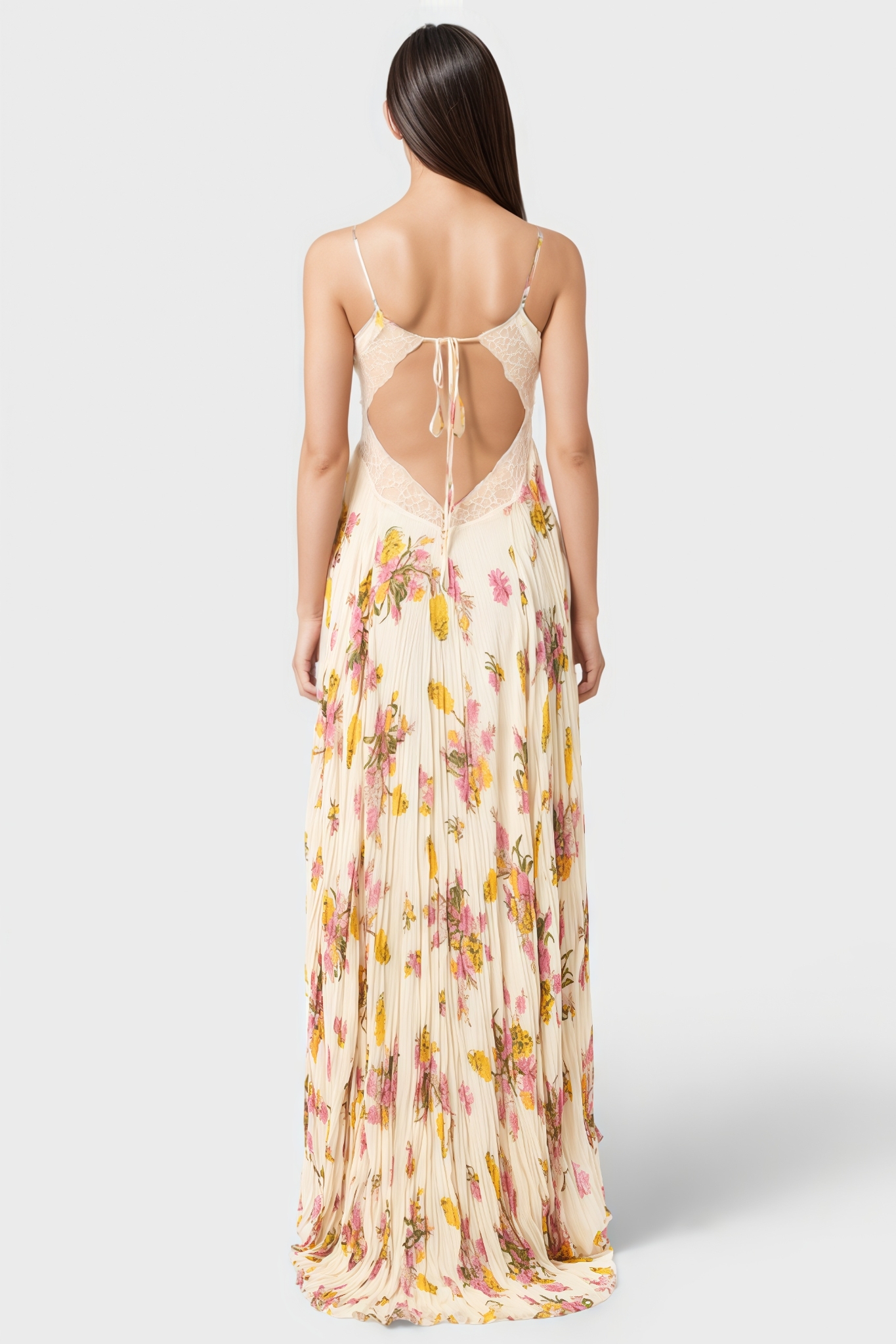 Gaysa Floral Lace Cutout Maxi Dress