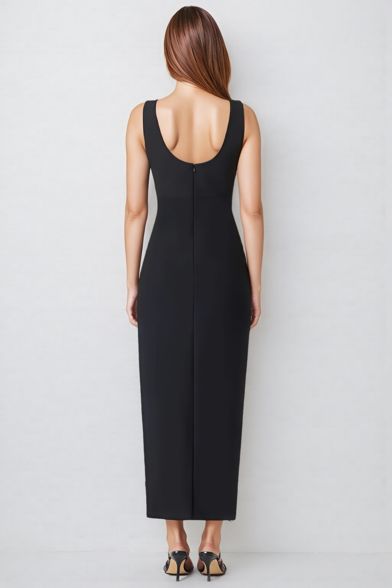 Sharo Black Diamante Midi Dress