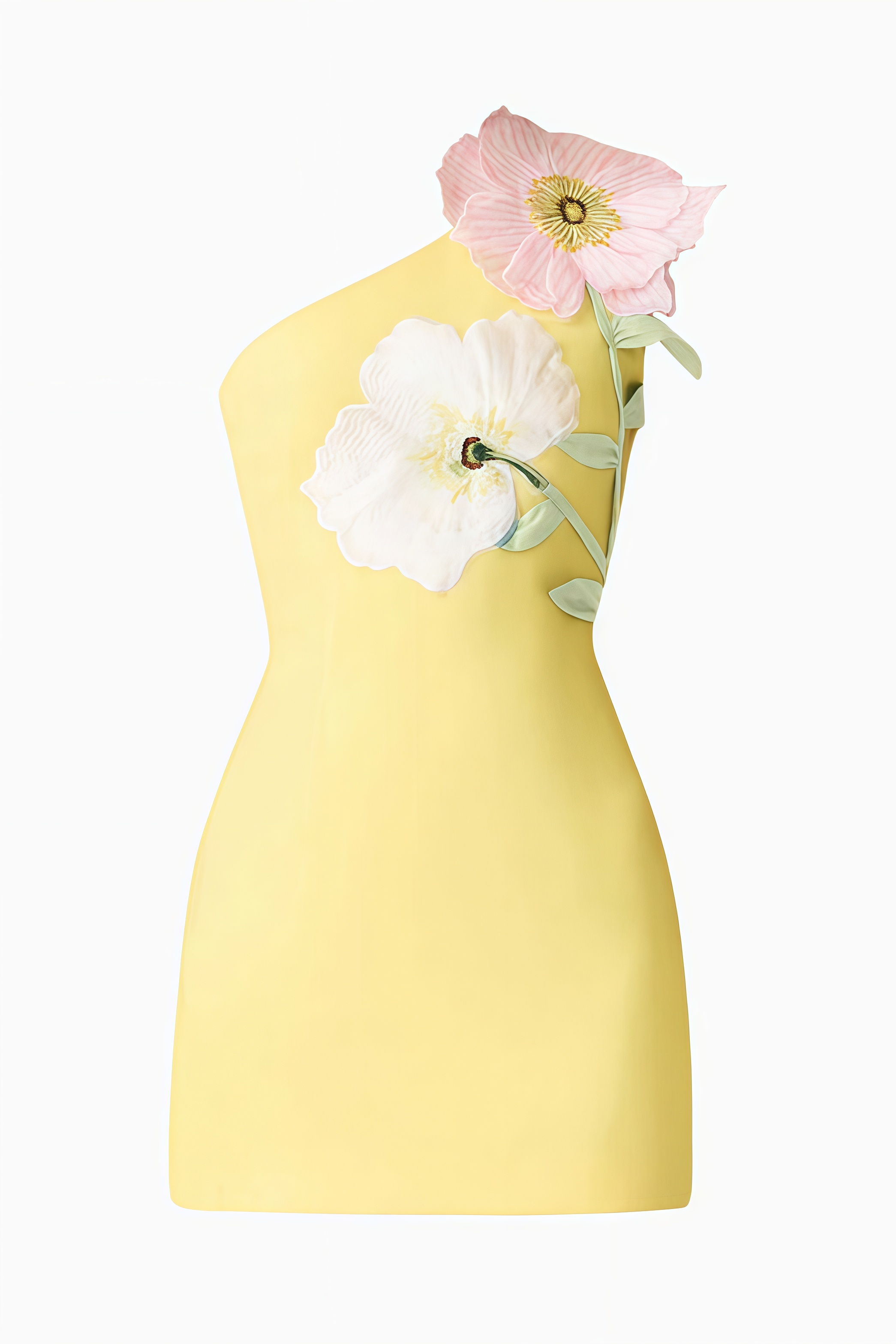 Areian Yellow One Shoulder Mini Dress