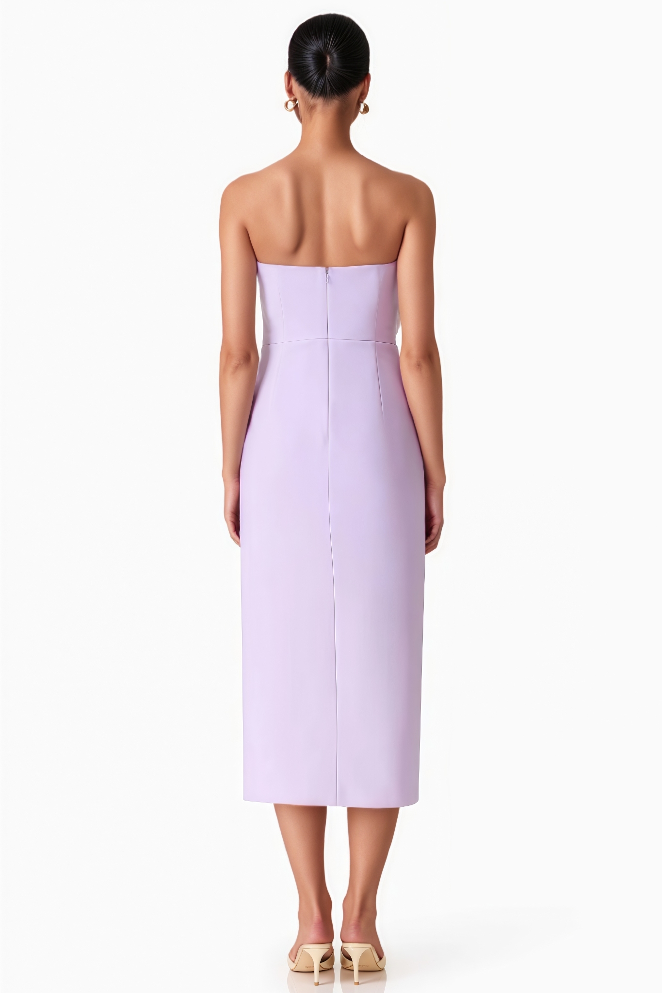 Dylent Purple Strapless Flower Split Midi Dress