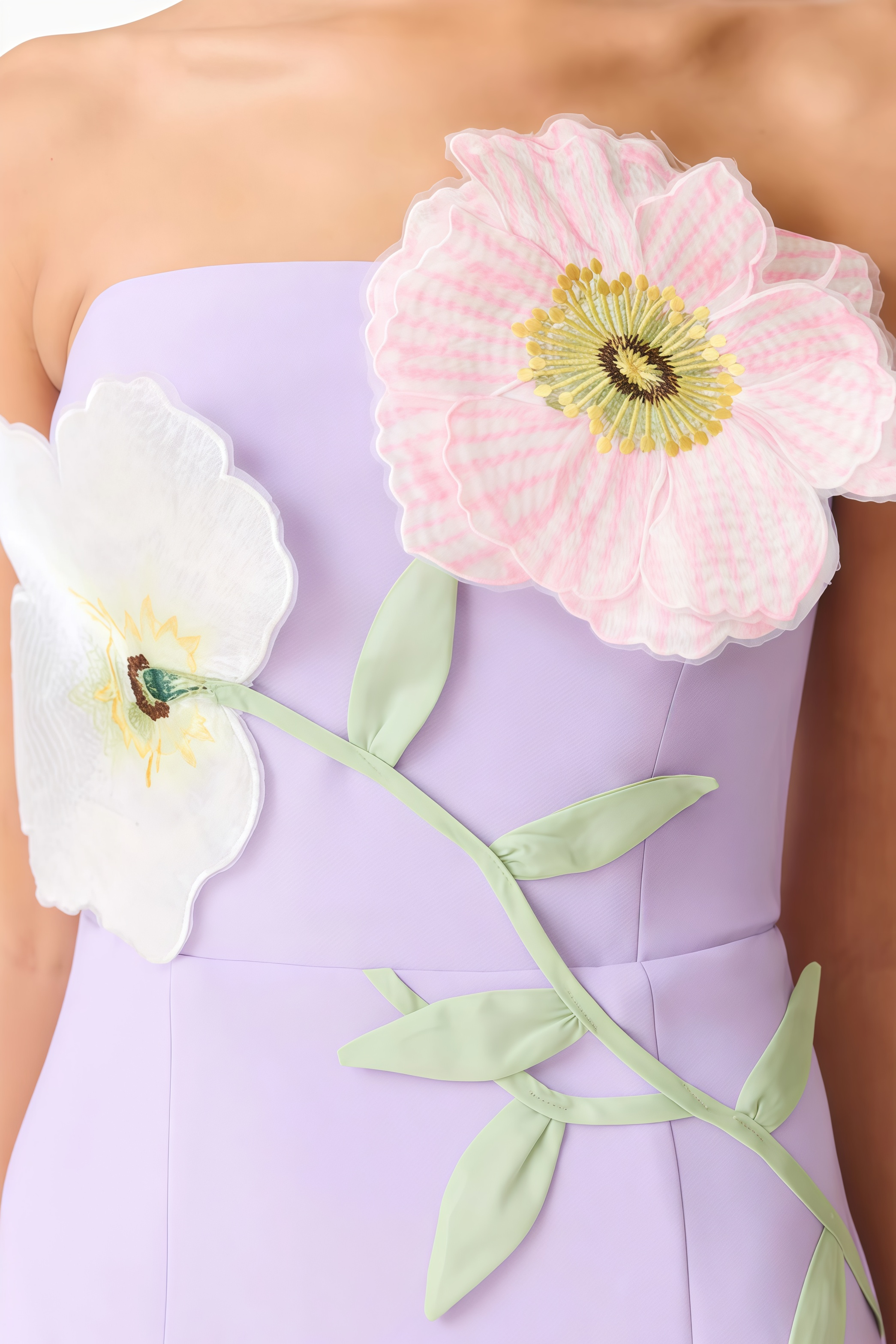 Dylent Purple Strapless Flower Split Midi Dress