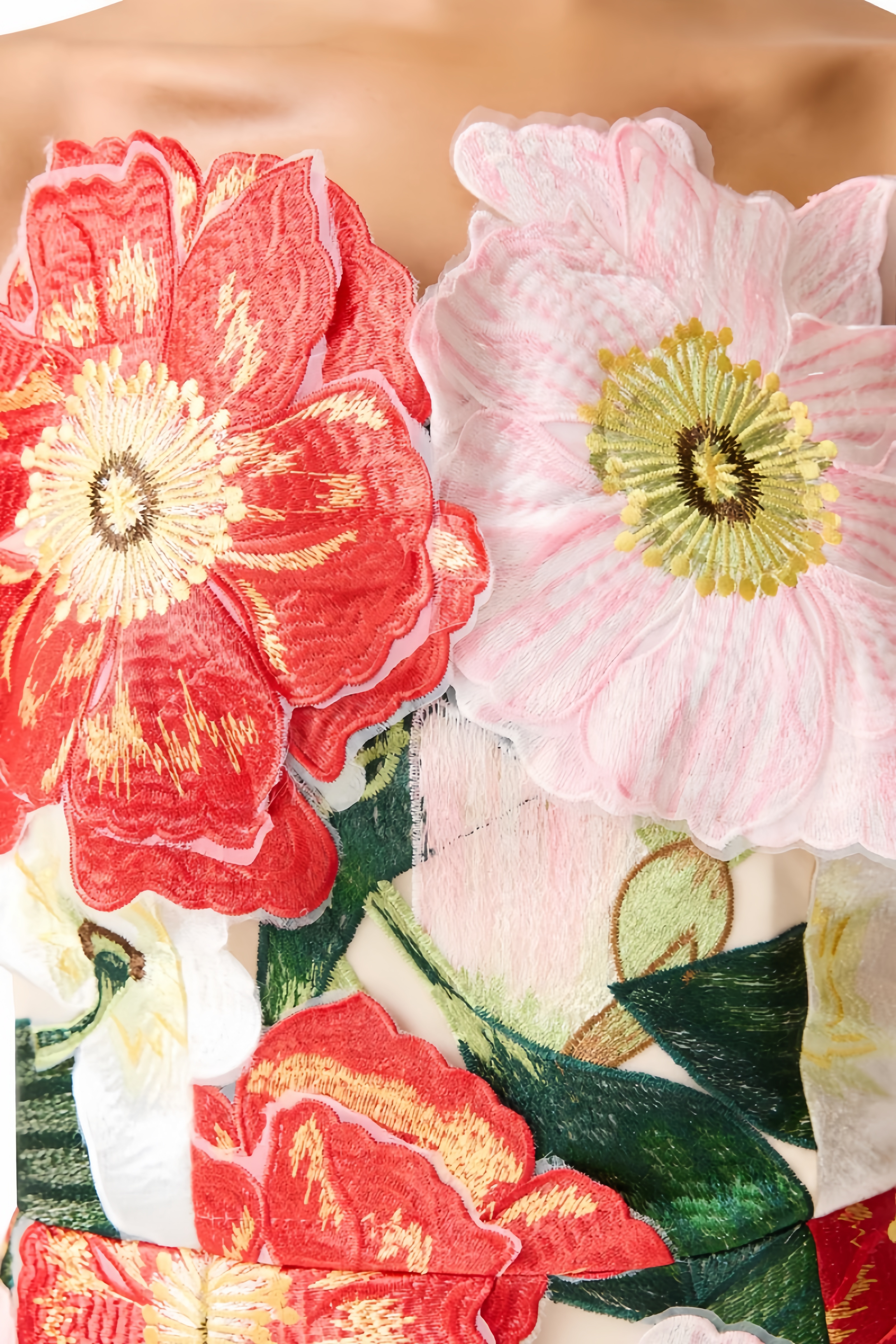 Nadeline Pink Strapless 3D Floral Midi Dress