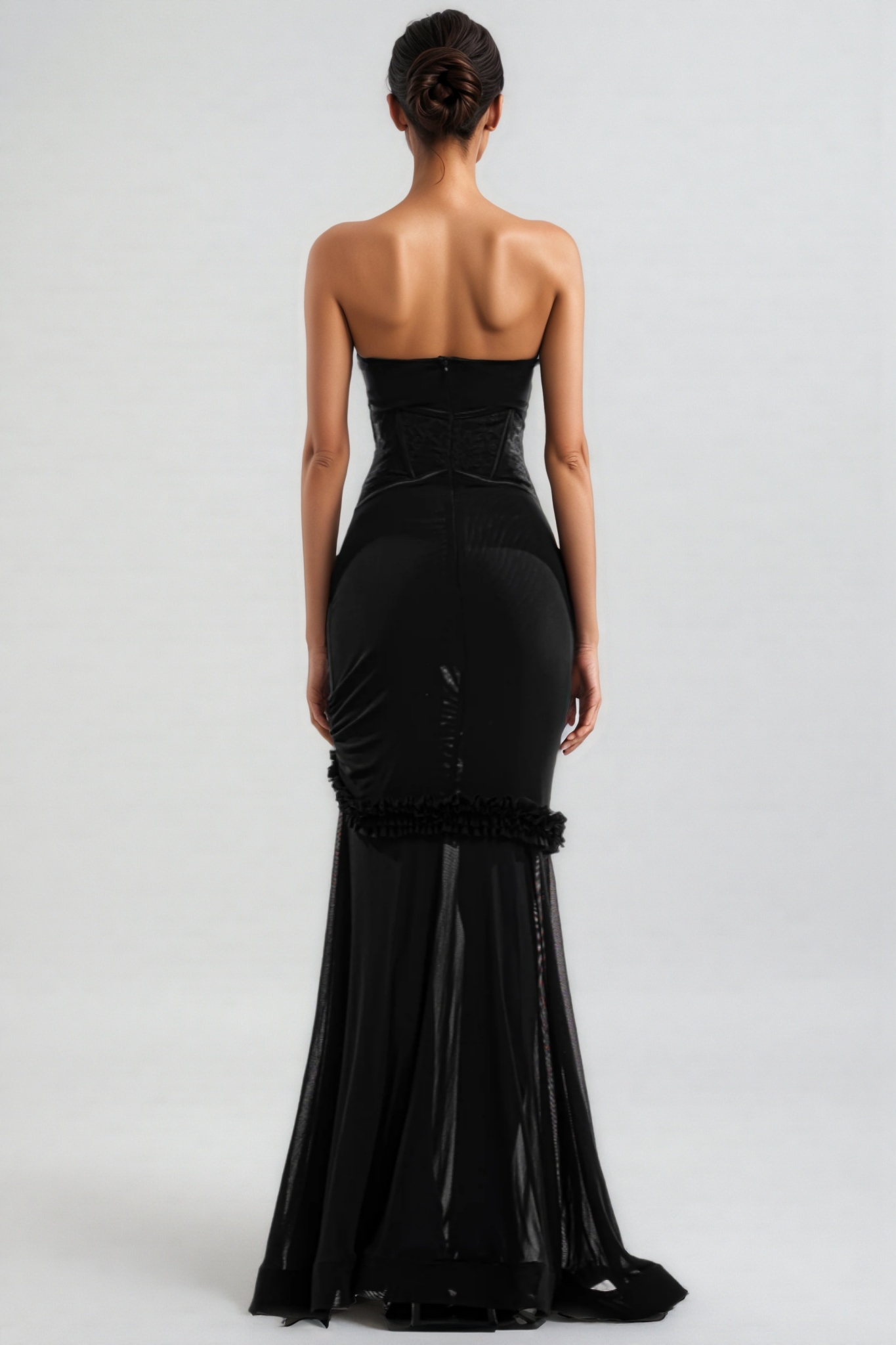 Rykelf Black Embroidered 3D Flower Maxi Dress