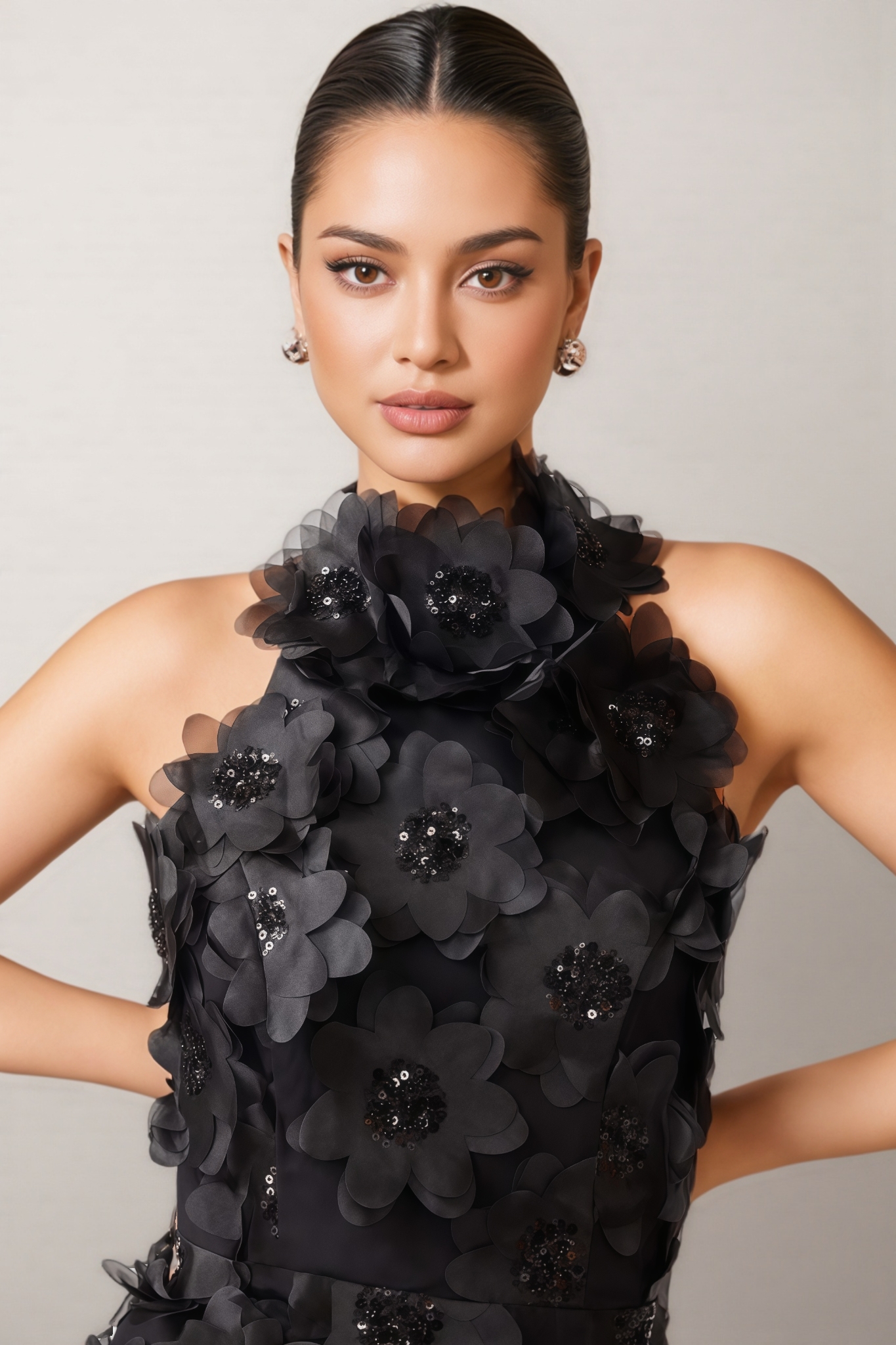 Zekef Black Cherry Blossom Mini Dress