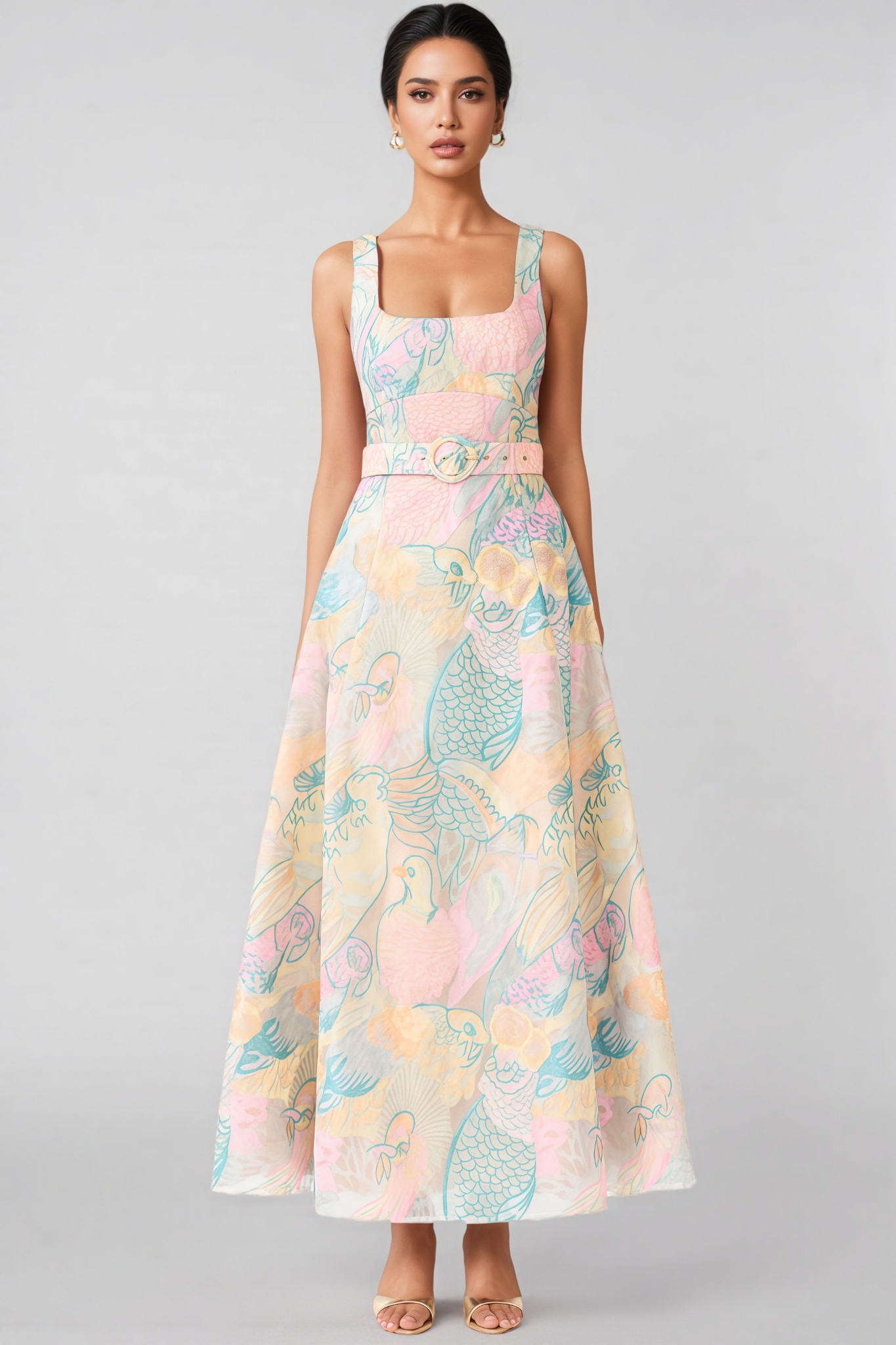 Norveld Halter Embroidered Maxi Dress