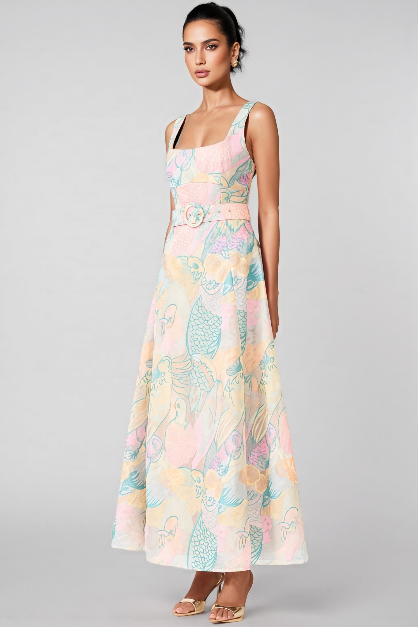 Norveld Halter Embroidered Maxi Dress