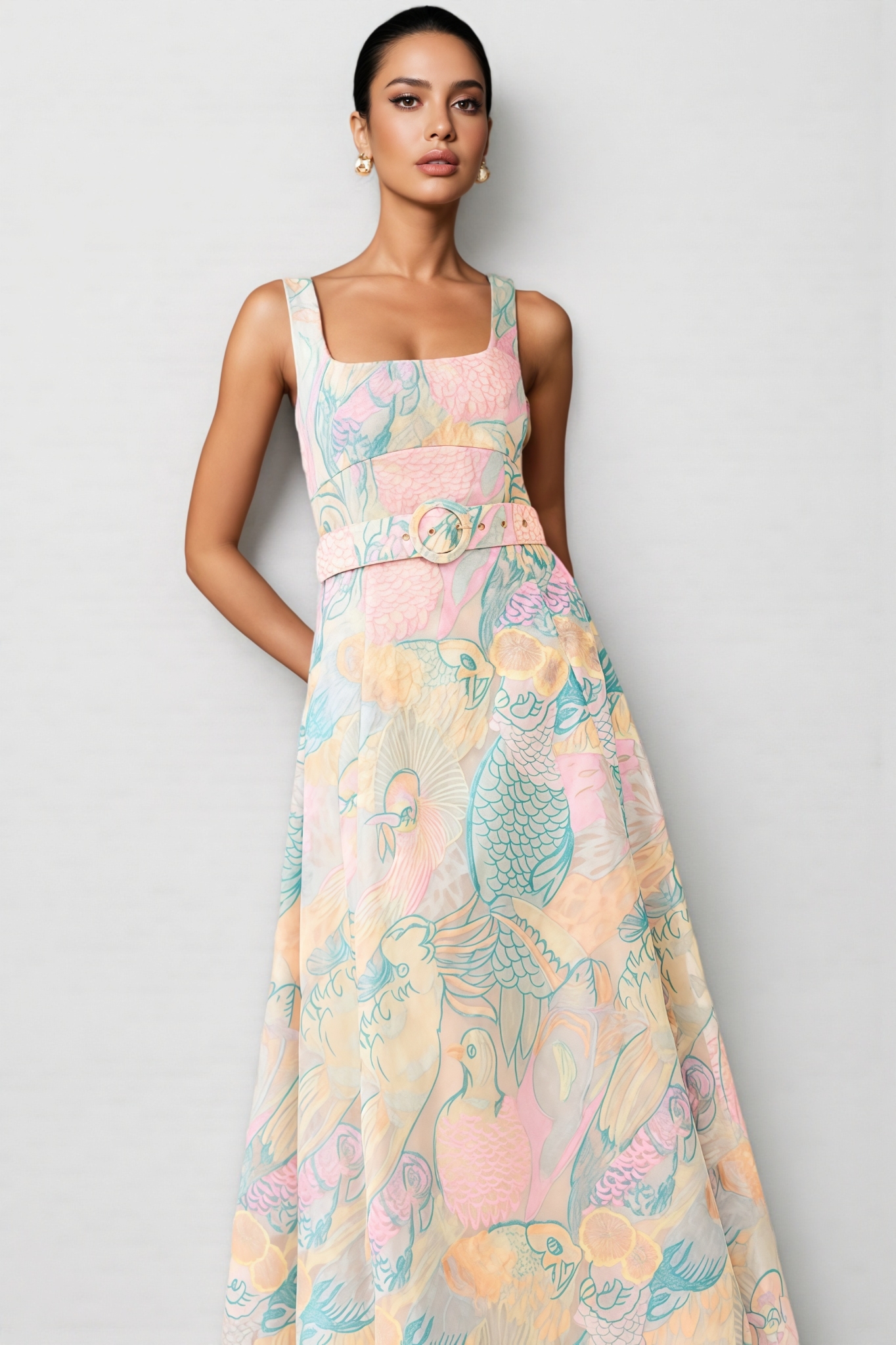 Norveld Halter Embroidered Maxi Dress