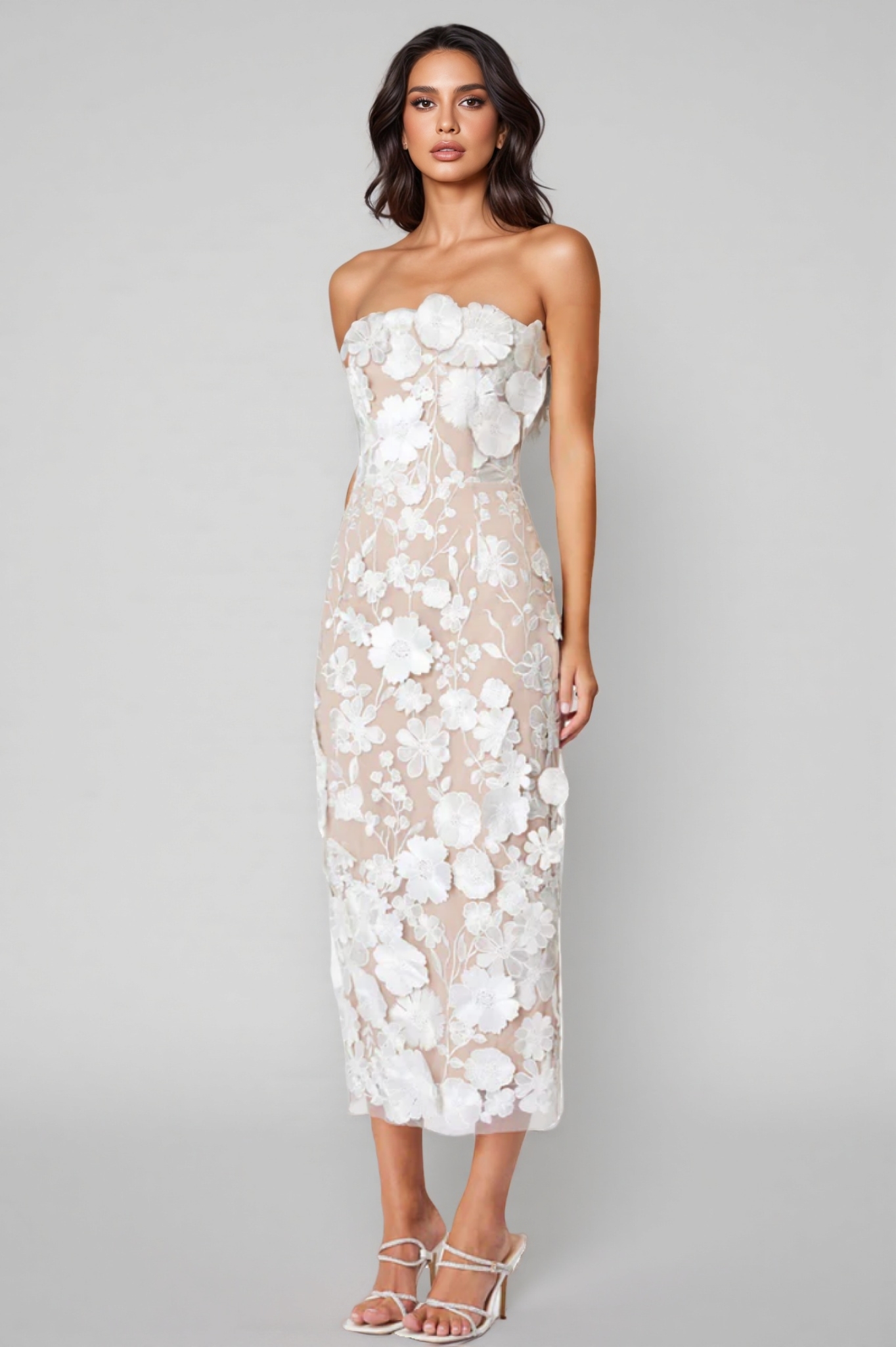 Taliah Strapless Hip Hugging Midi Dress