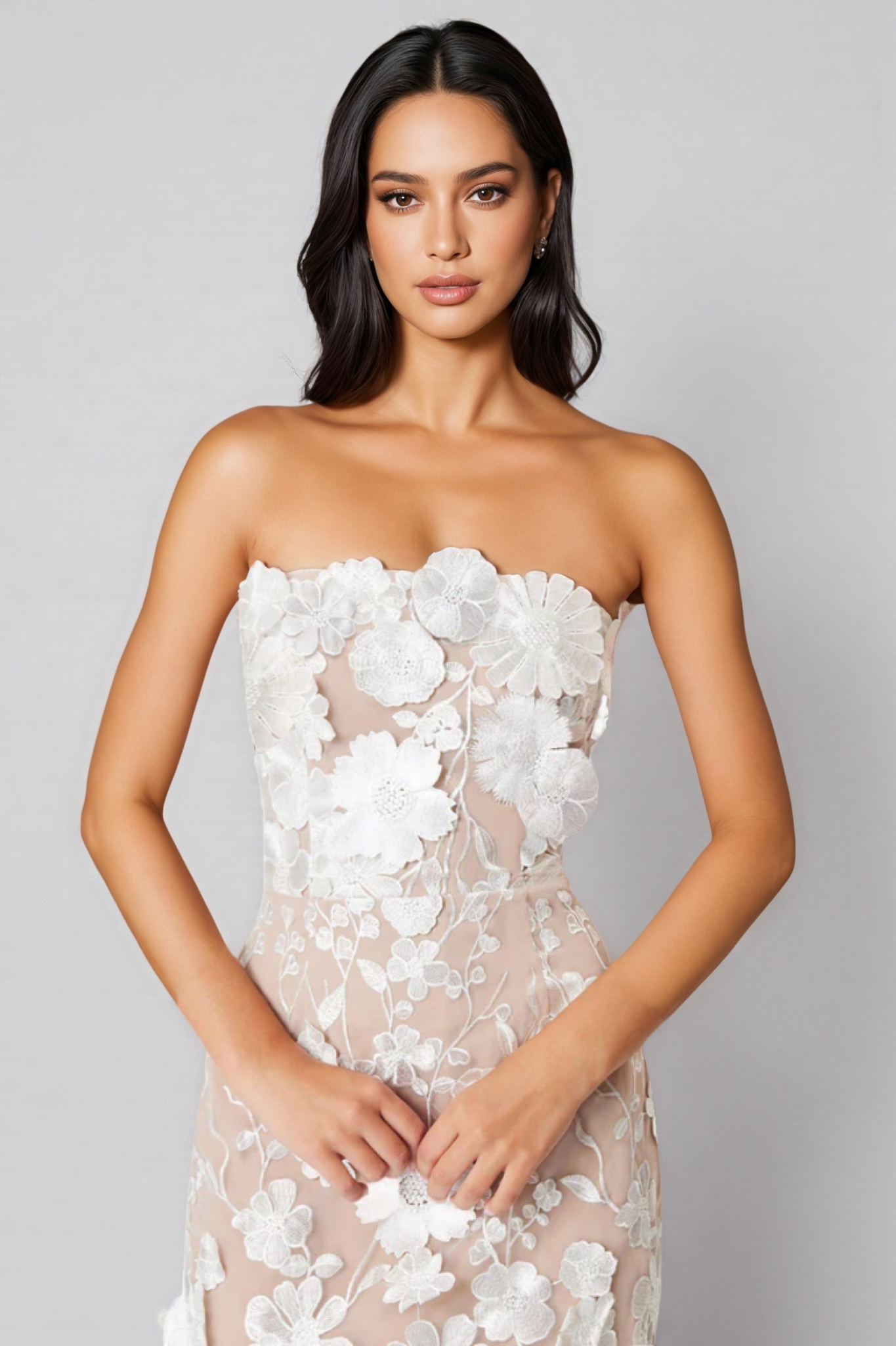 Taliah Strapless Hip Hugging Midi Dress