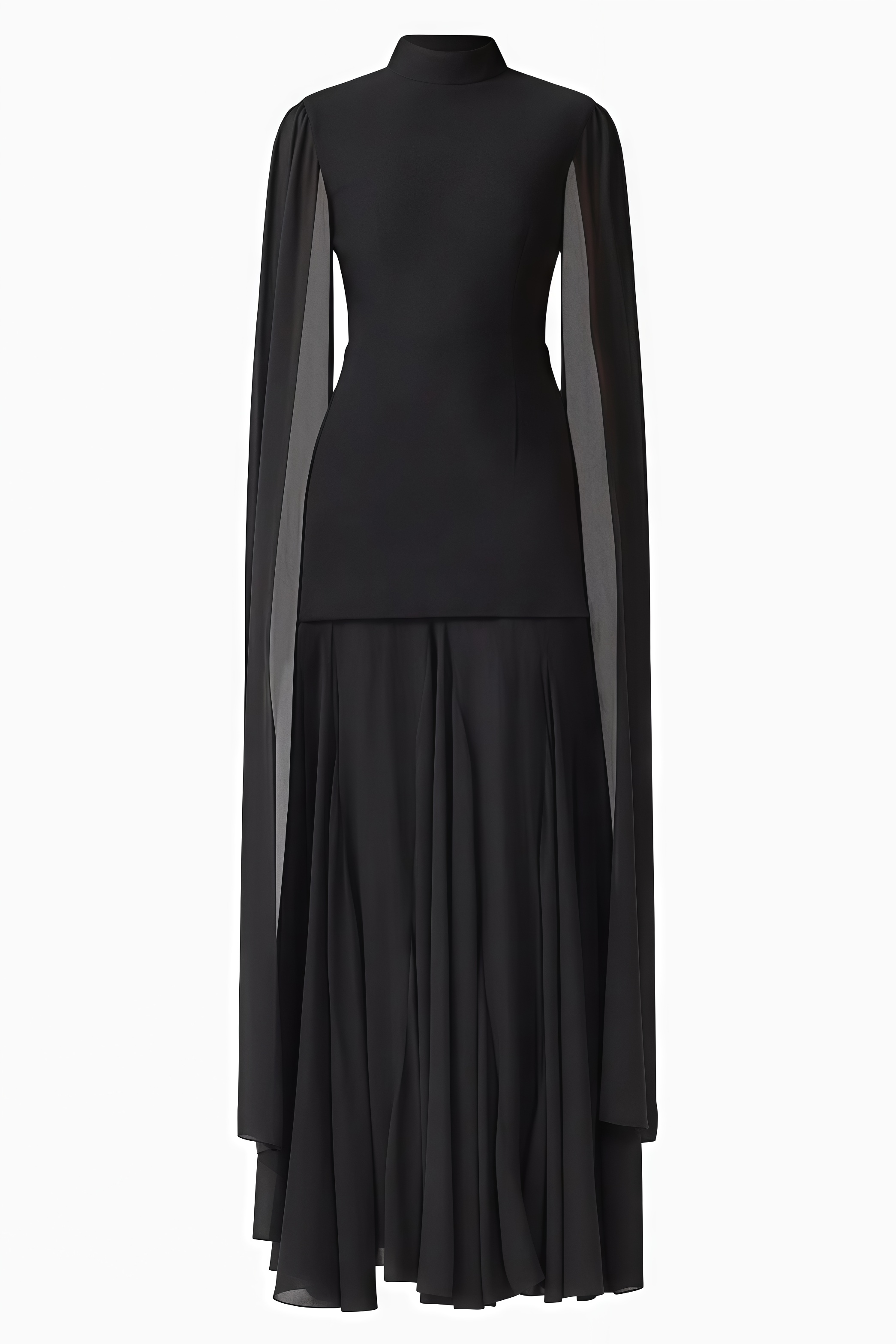 Nrila Black Cape Sleeve Maxi Dress