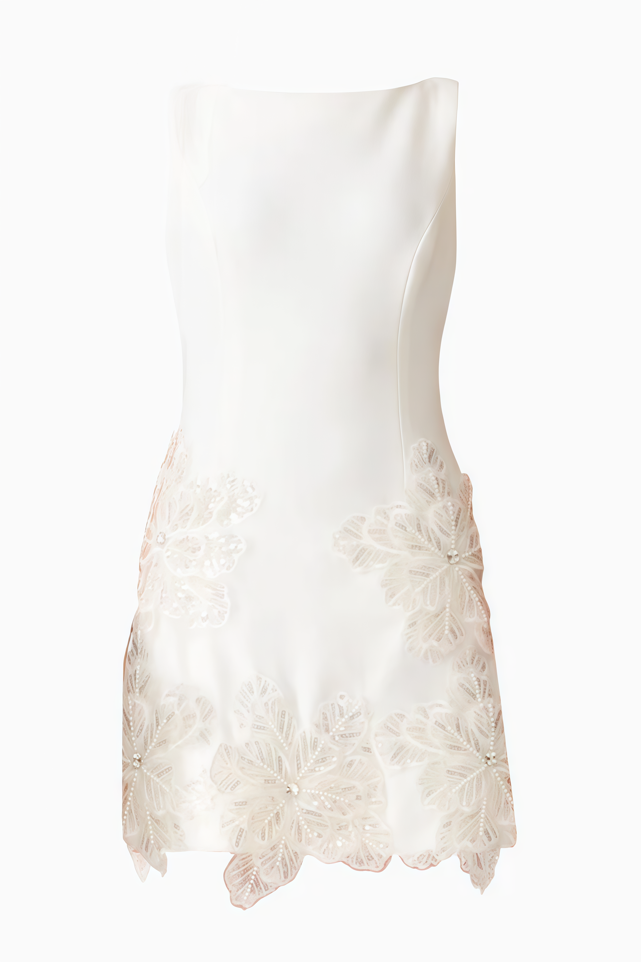 Palope White Embellished 3D Floral Mini Dress