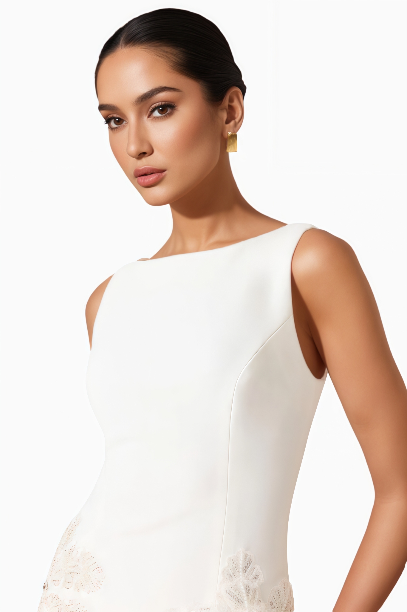 Palope White Embellished 3D Floral Mini Dress