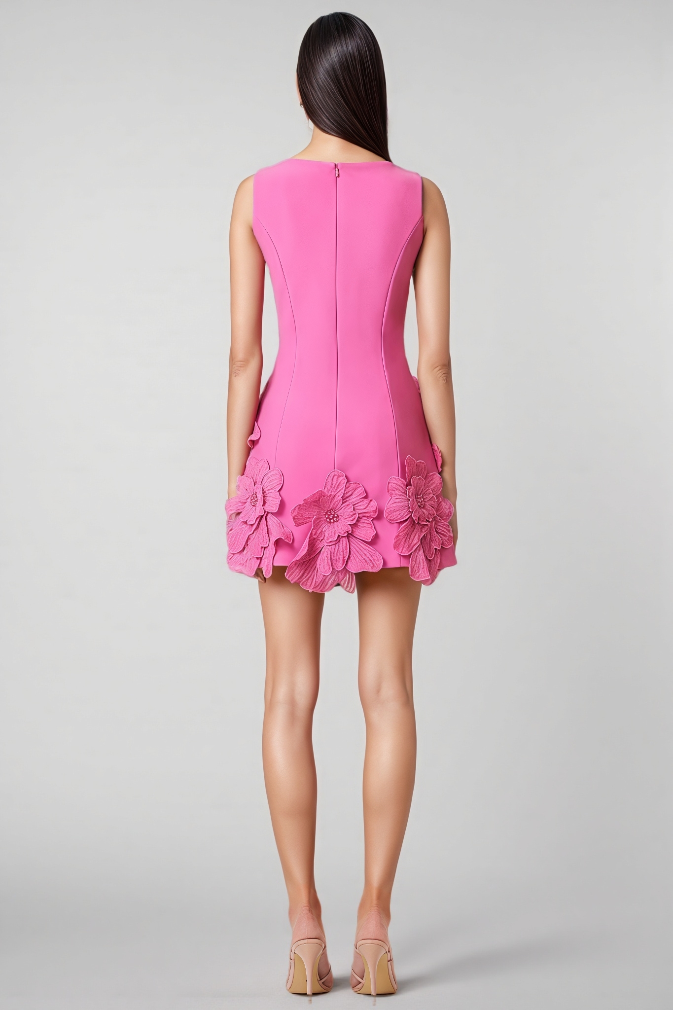 Zaily Pink 3D Flower Mini Dress