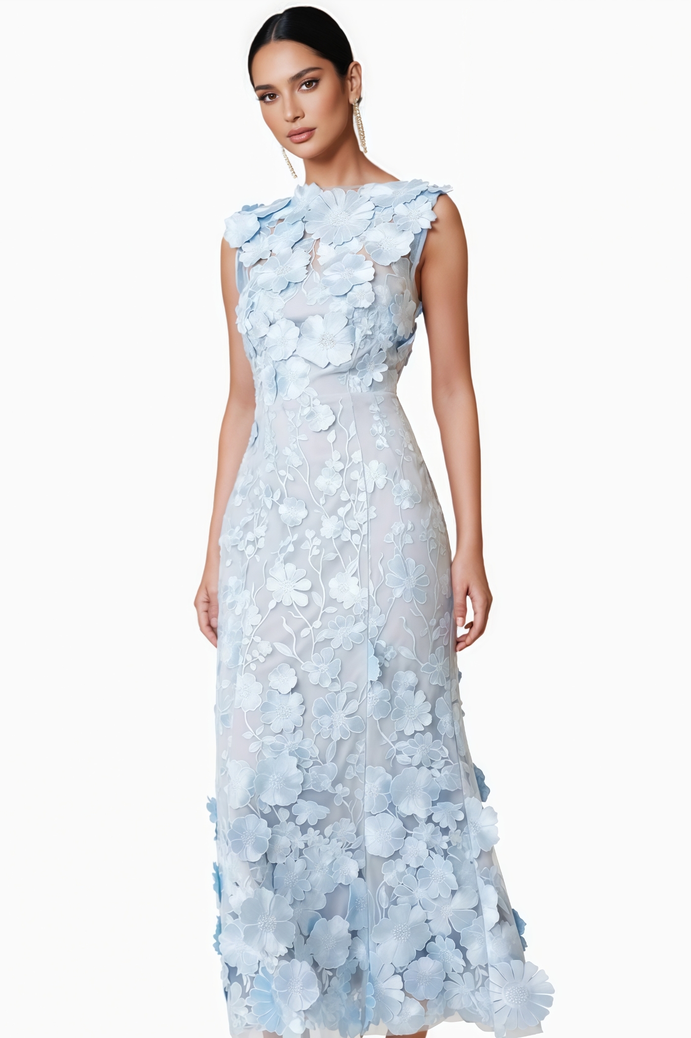 3D Floral Midi Dress