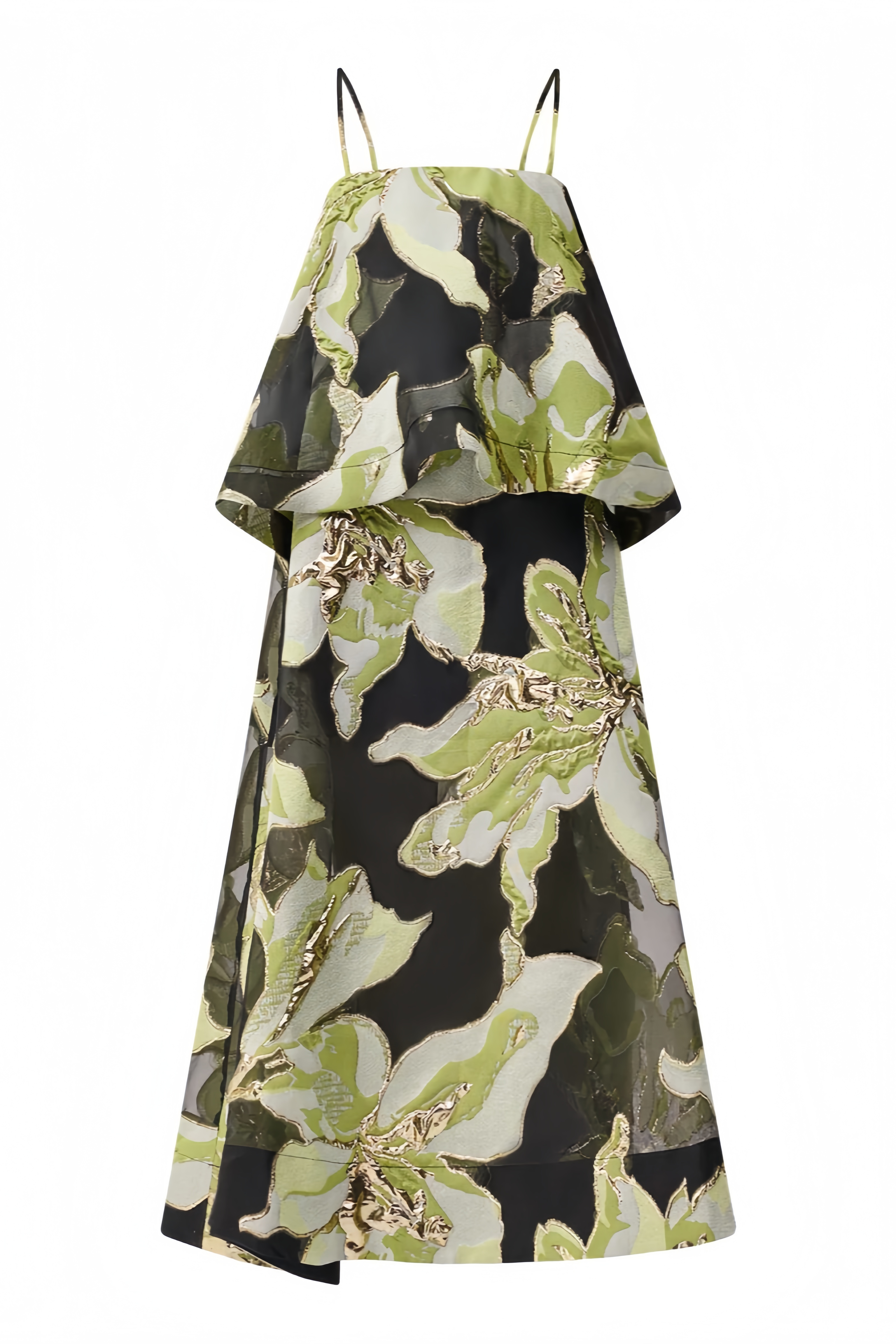 Eniliay Green Floral Print Tiered Maxi Dress