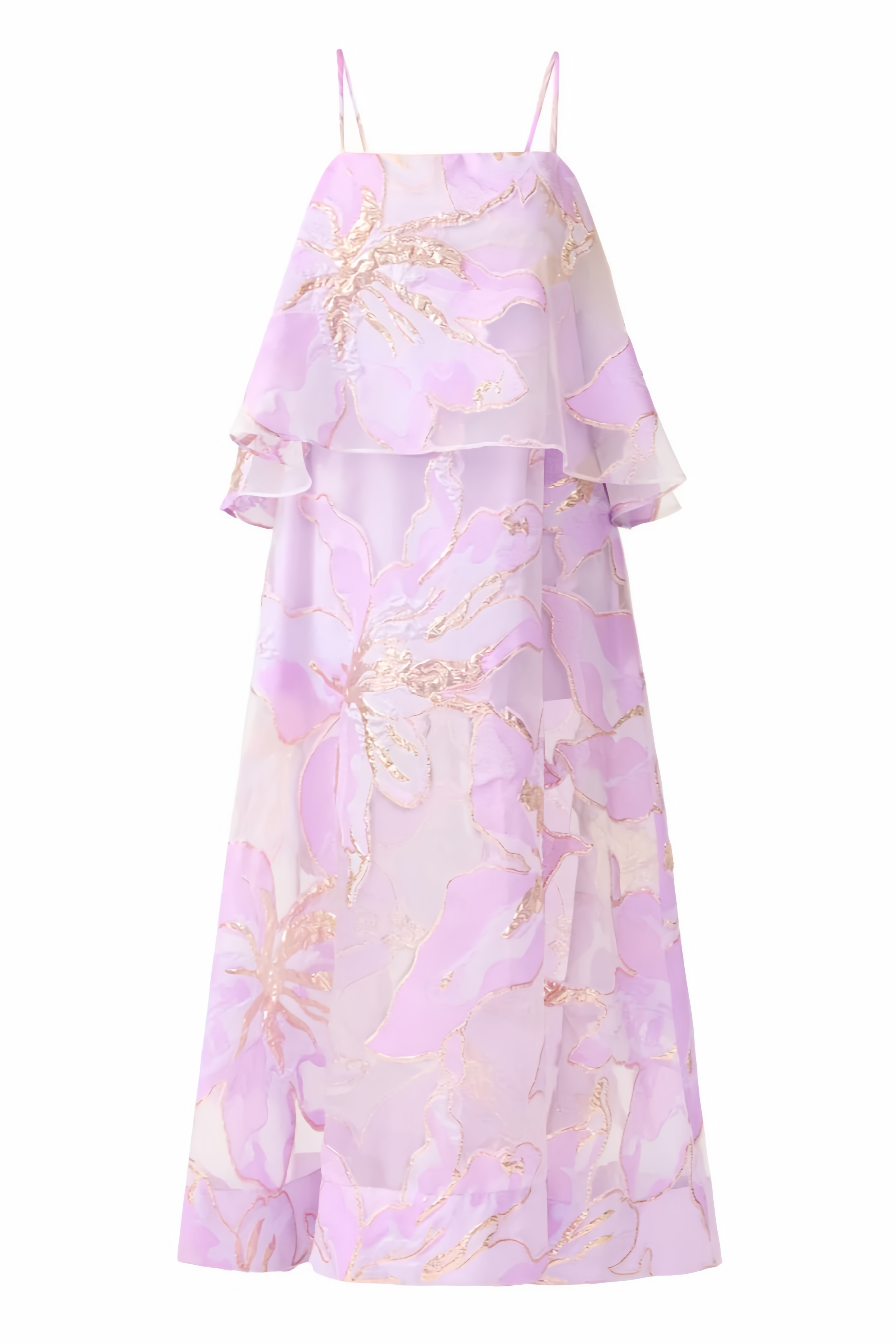 Firnlay Purple Floral Print Tiered Maxi Dress