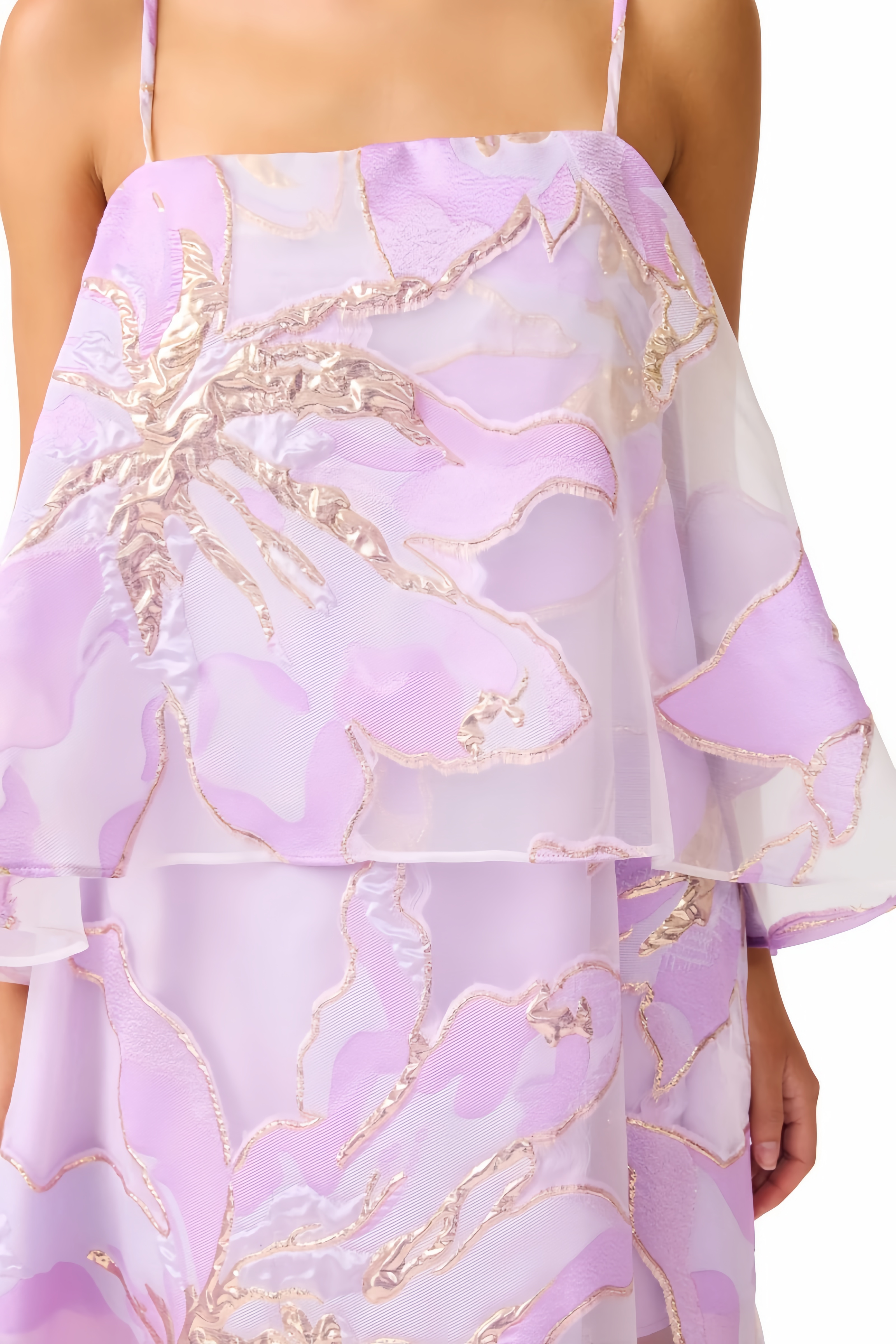 Firnlay Purple Floral Print Tiered Maxi Dress