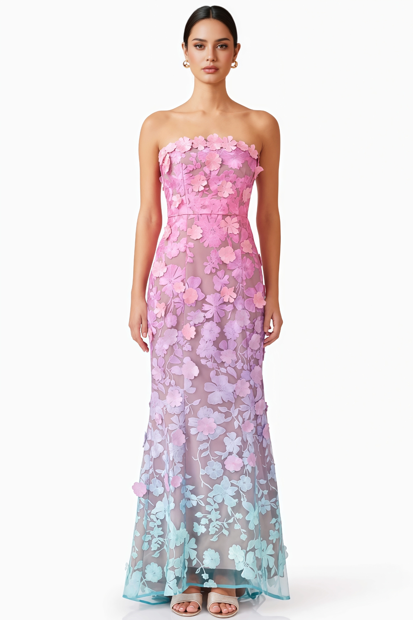 Katelyn Embroidered 3D Floral Maxi Dress