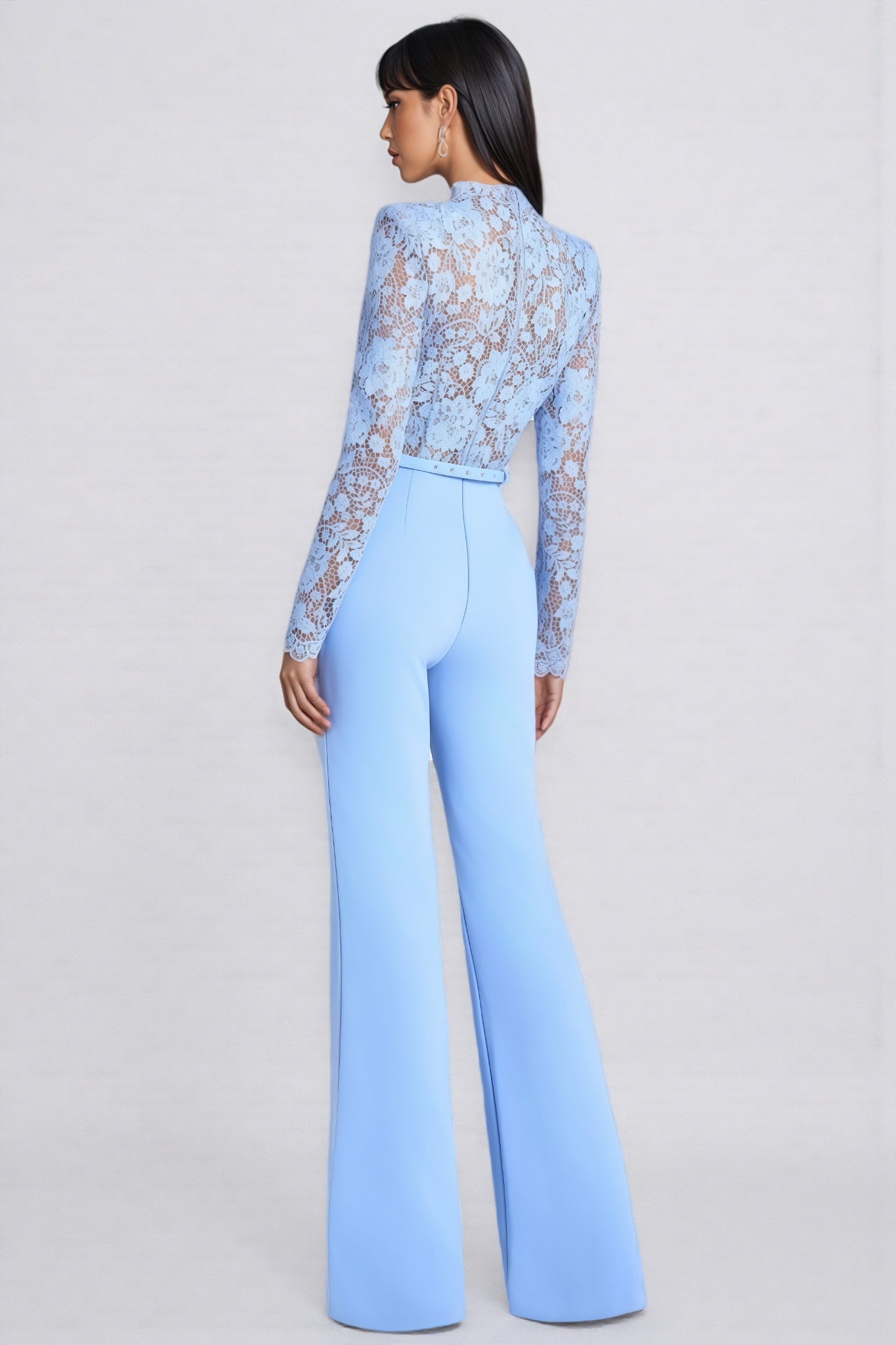 Liora Blue Lace Floral Jumpsuit