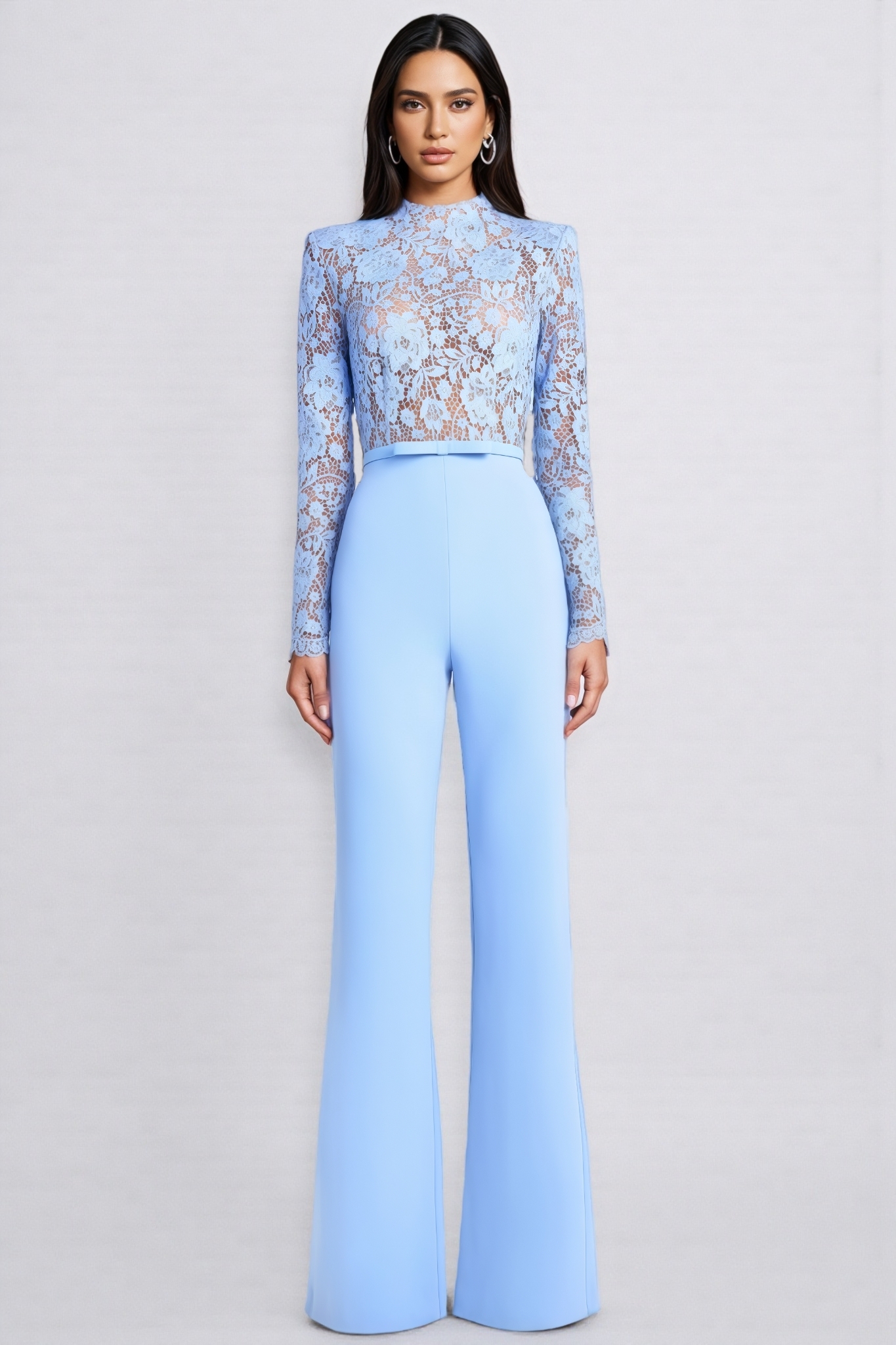 Liora Blue Lace Floral Jumpsuit