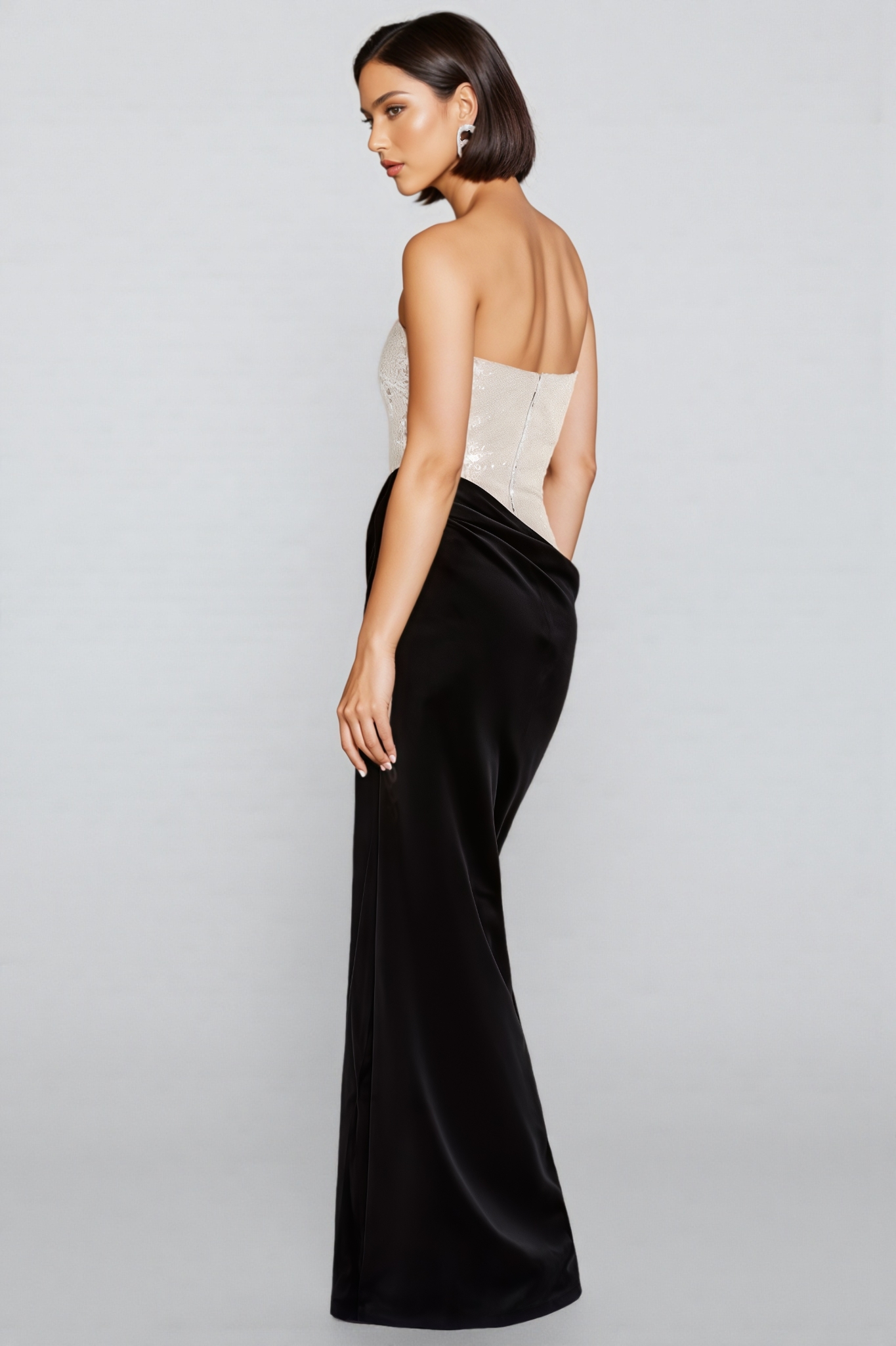 Angello Strapless Sequin High Slit Maxi Dress