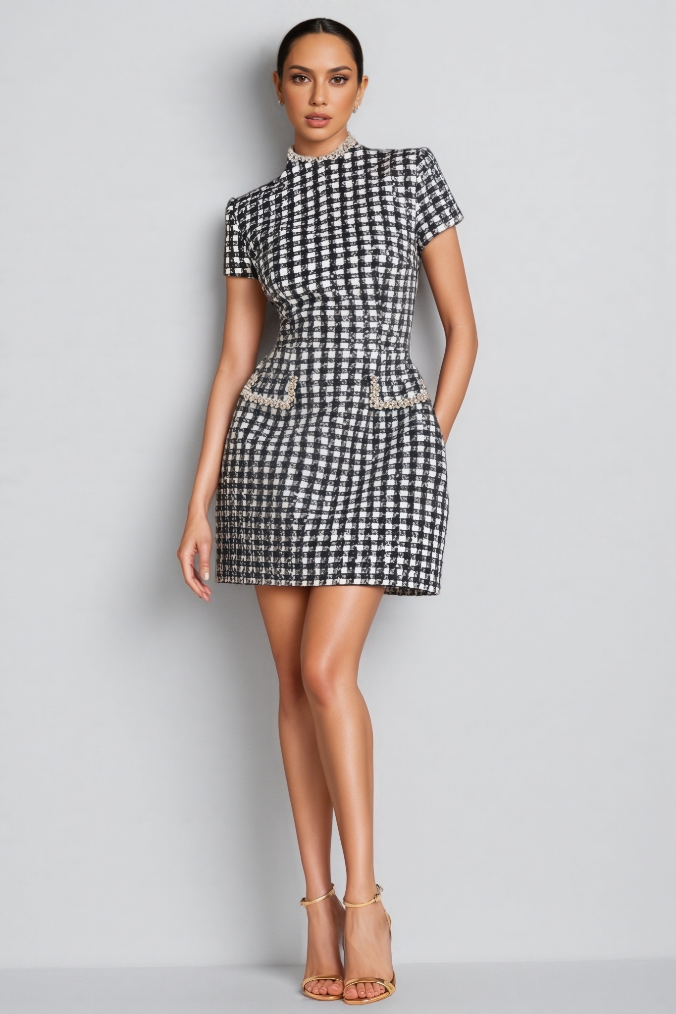Iriarlk Black Beaded Mini Dress