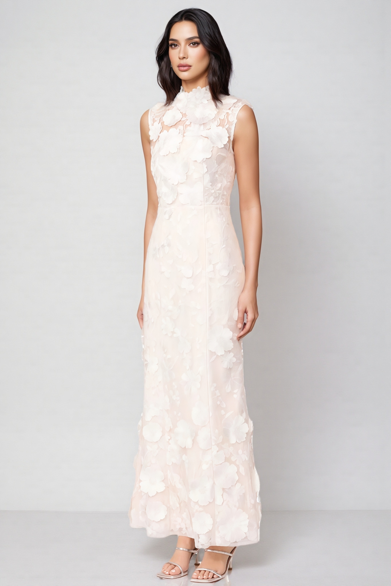 Jastet Embroidered 3D Floral Maxi Dress