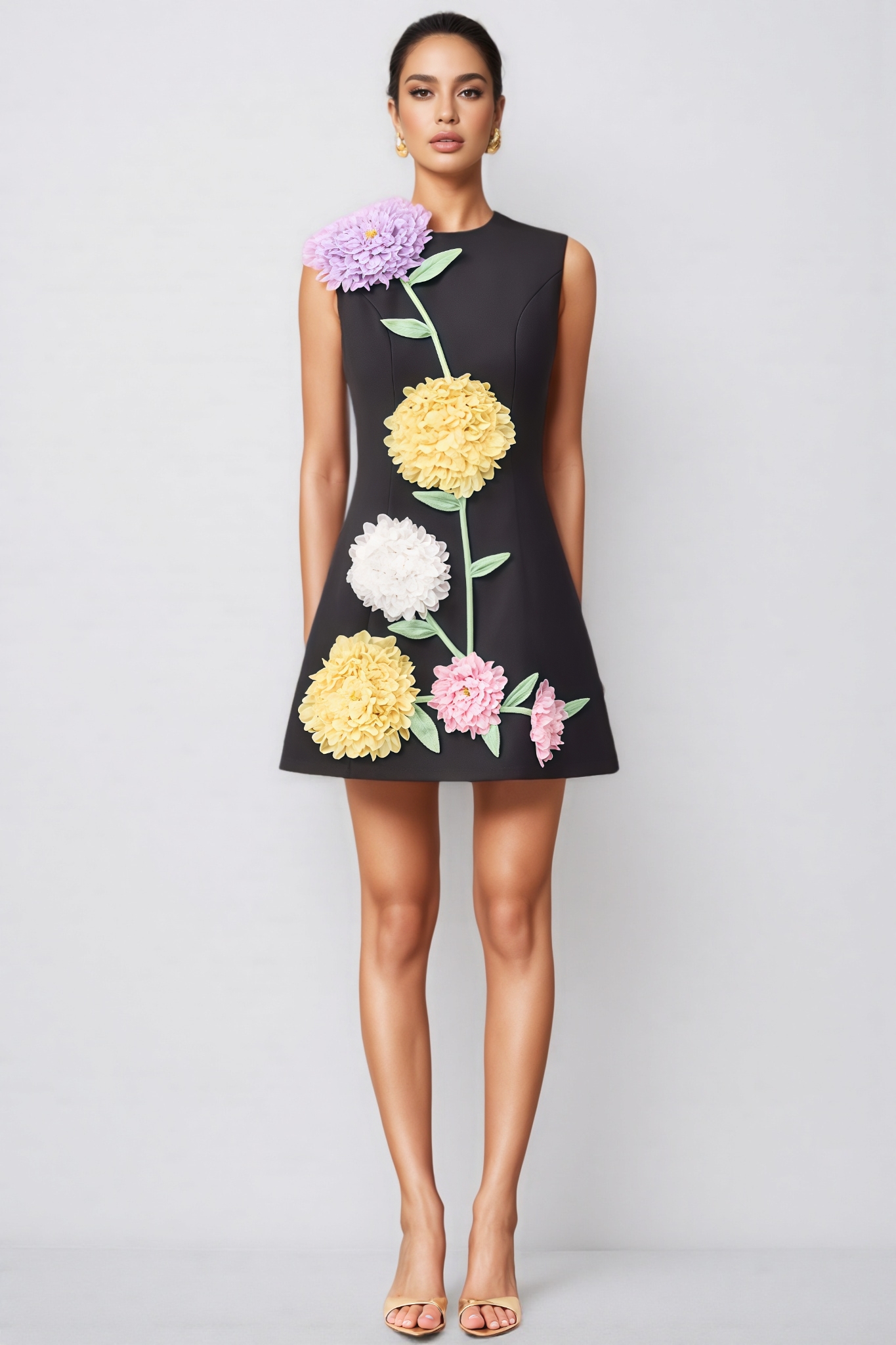 Codi Black Buttercup Embroidered Mini Dress