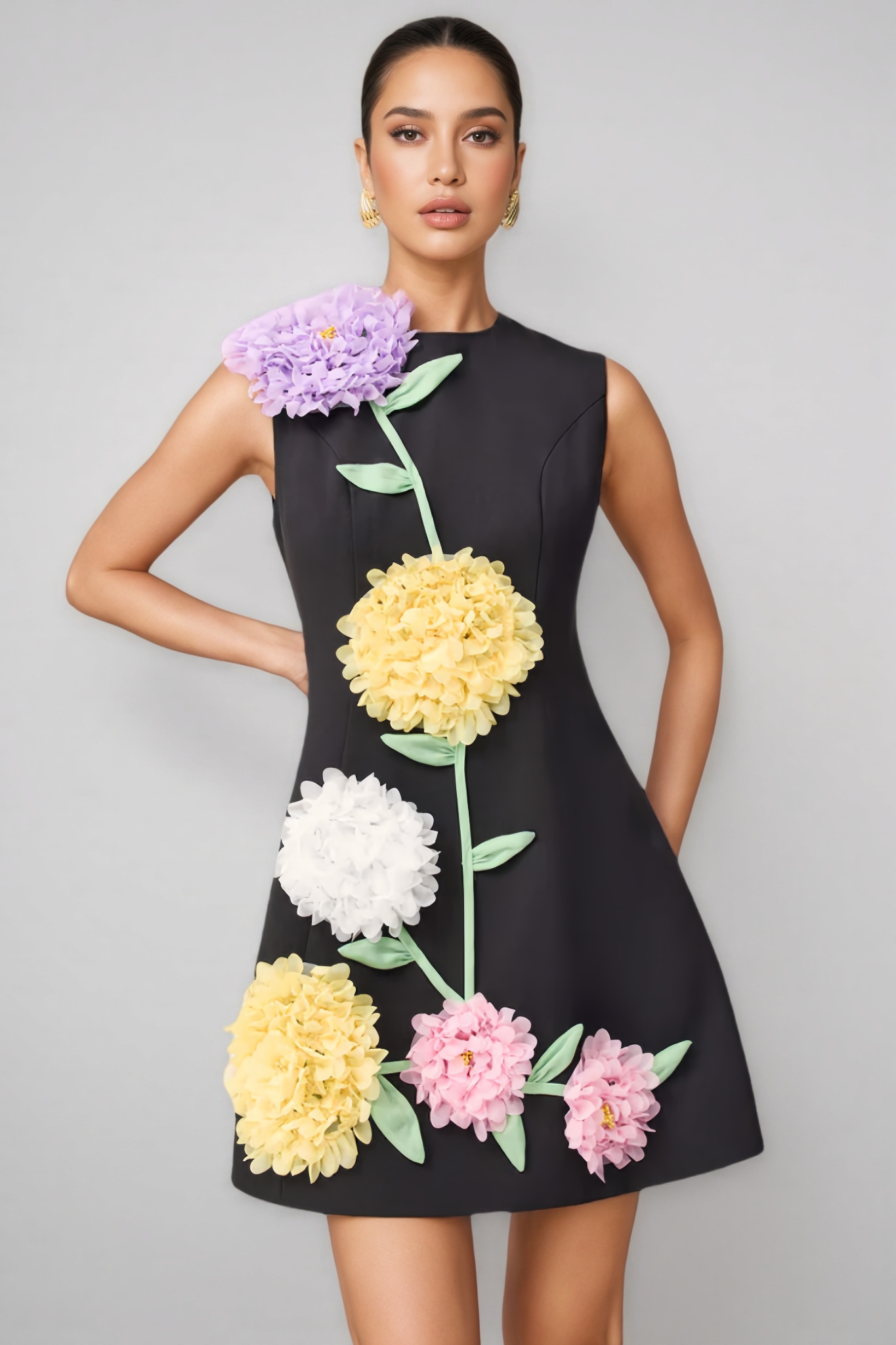 Codi Black Buttercup Embroidered Mini Dress