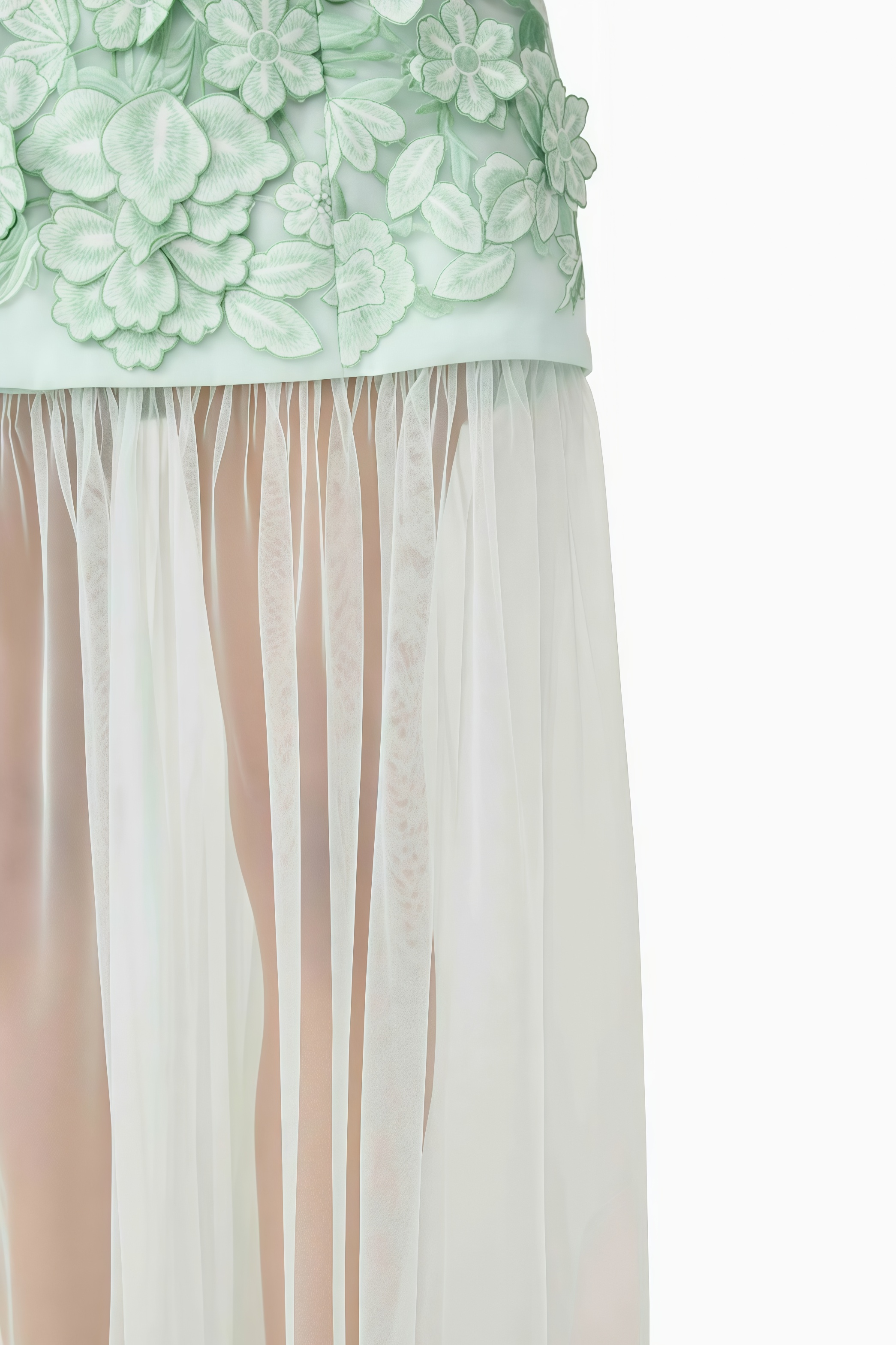 Irnise Green 3D Floral Strapless Maxi Dress