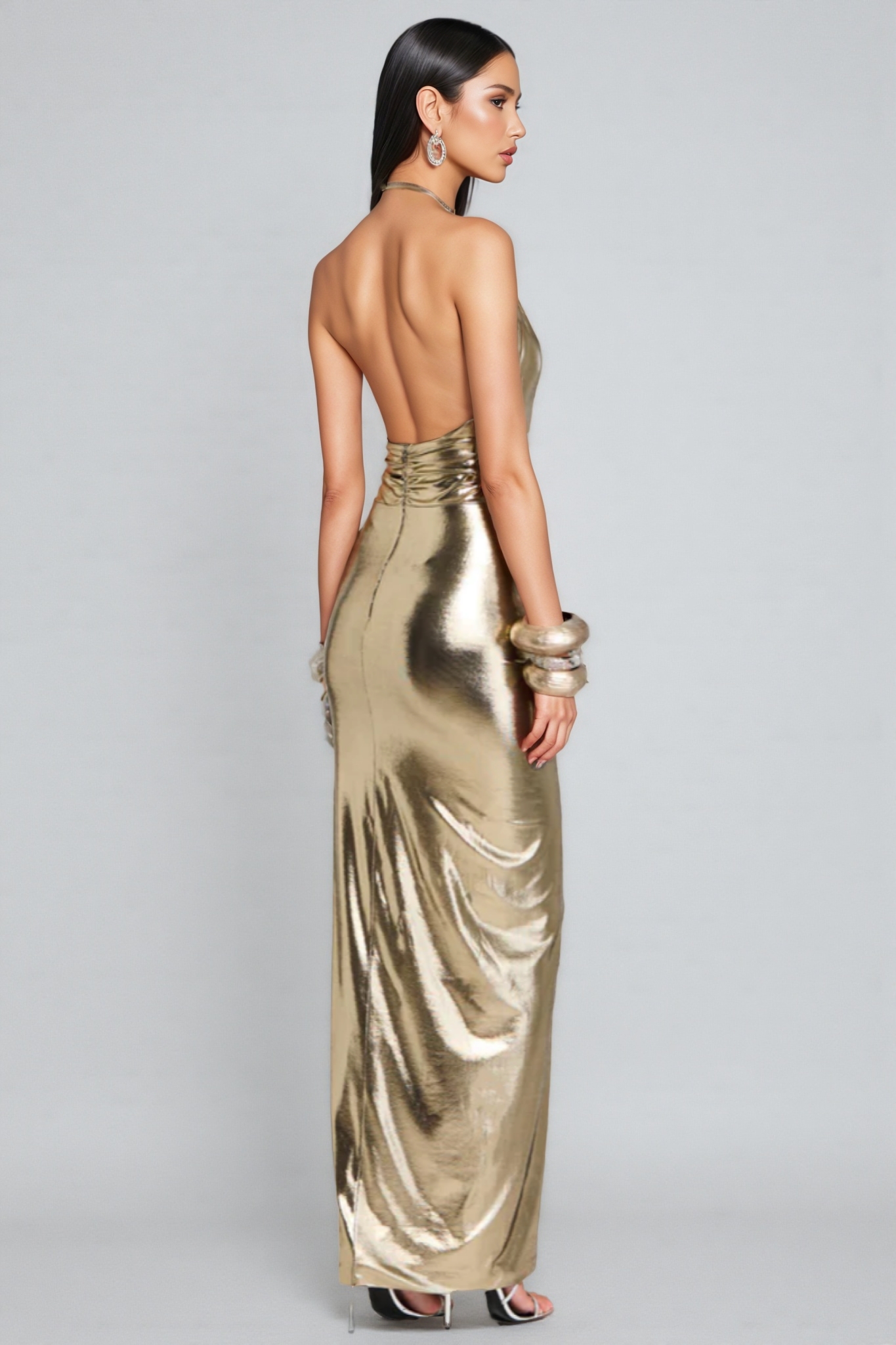 Irven Backless Twisted Split Maxi Dress