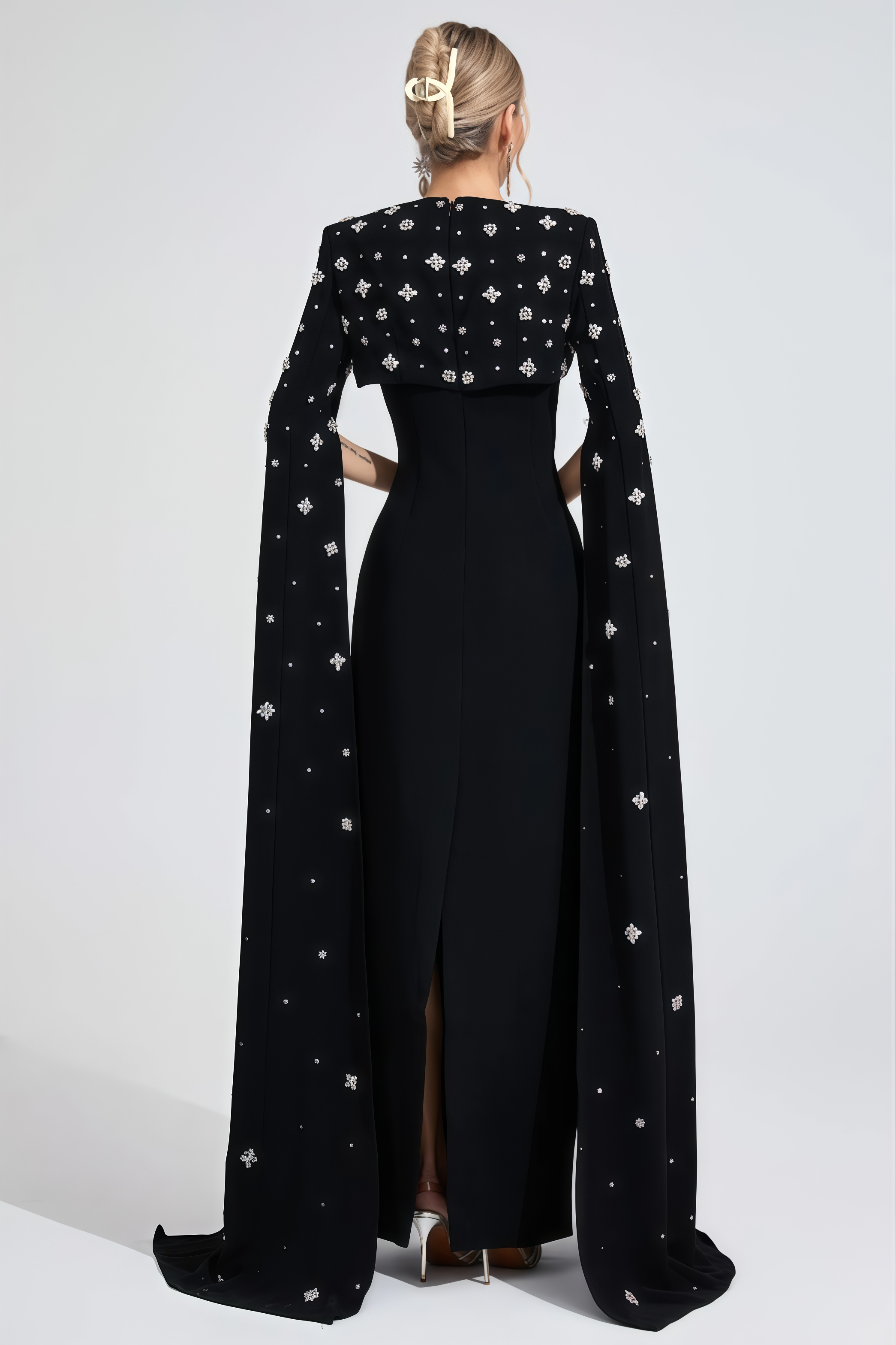 Leithe Black Diamond Embellished Maxi Dress