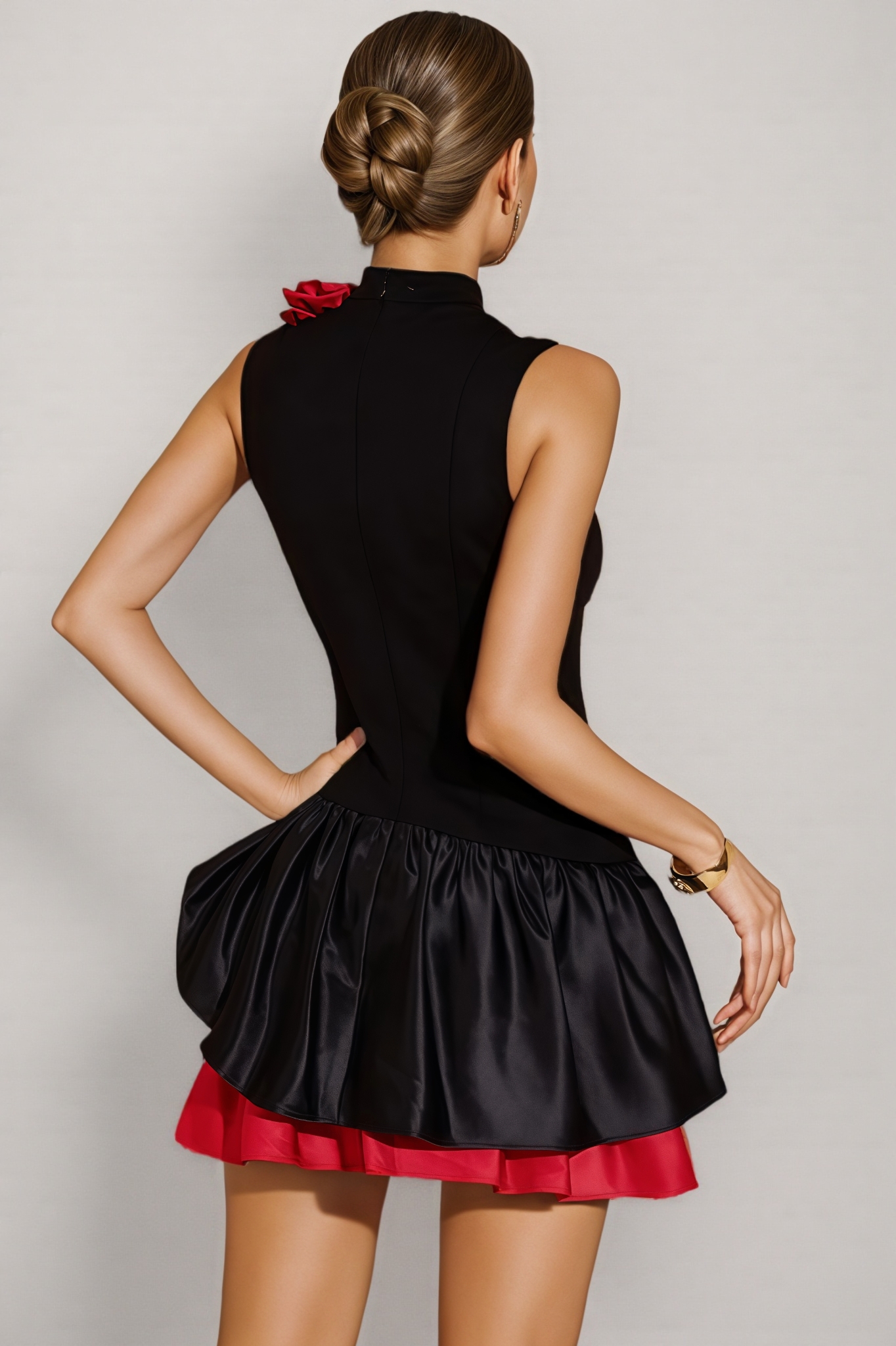 Tristen Sleeveless Flower Ruched Mini Dress