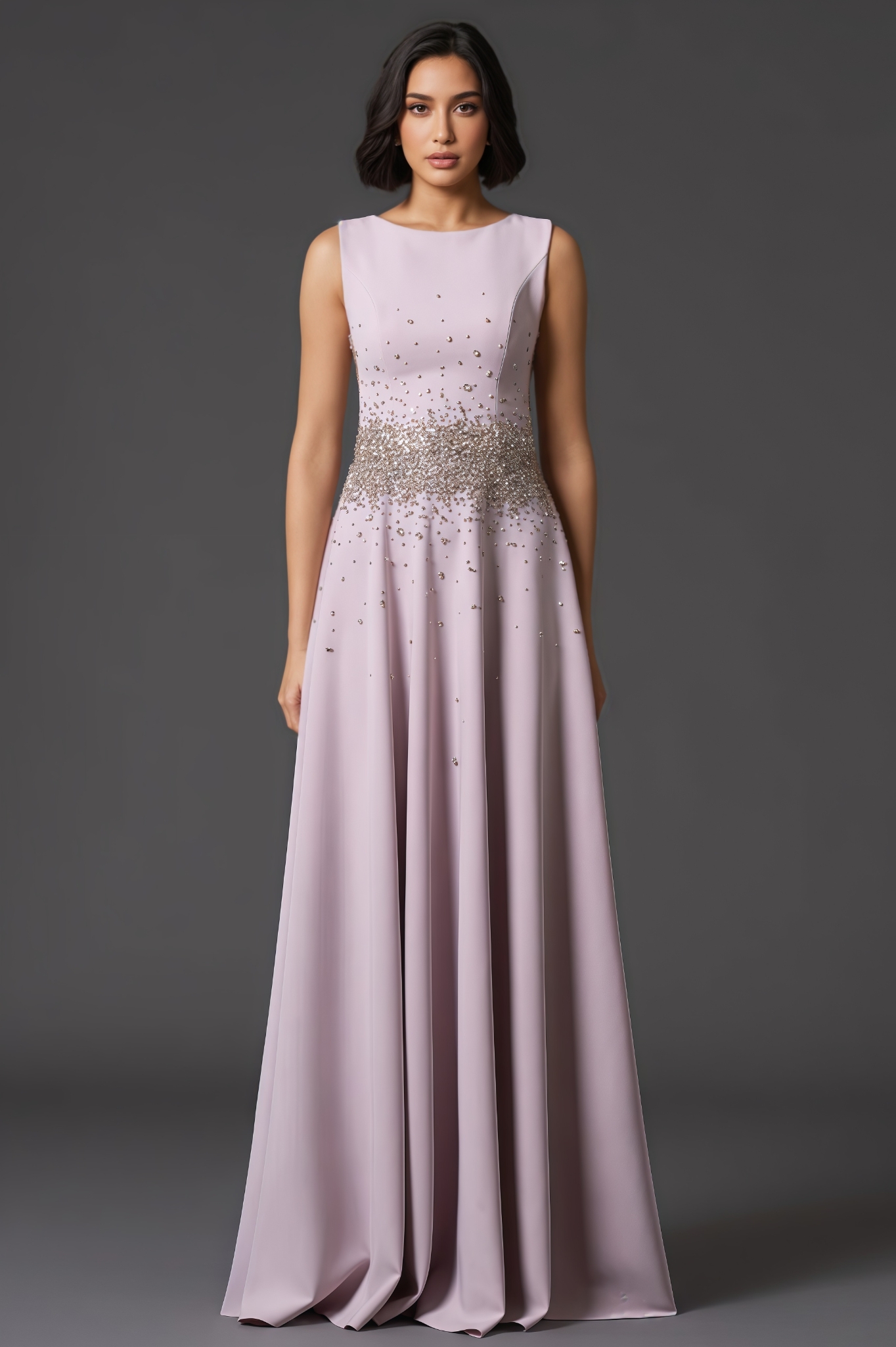 Breot Pink Sleeveless Rhinestone Maxi Dress