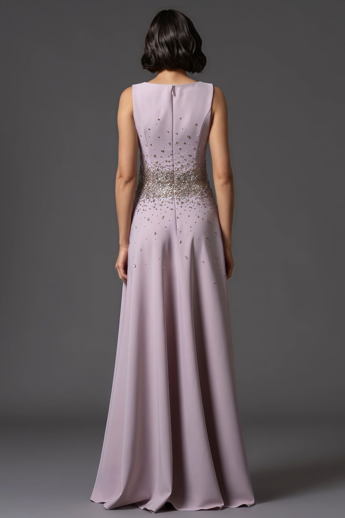 Breot Pink Sleeveless Rhinestone Maxi Dress