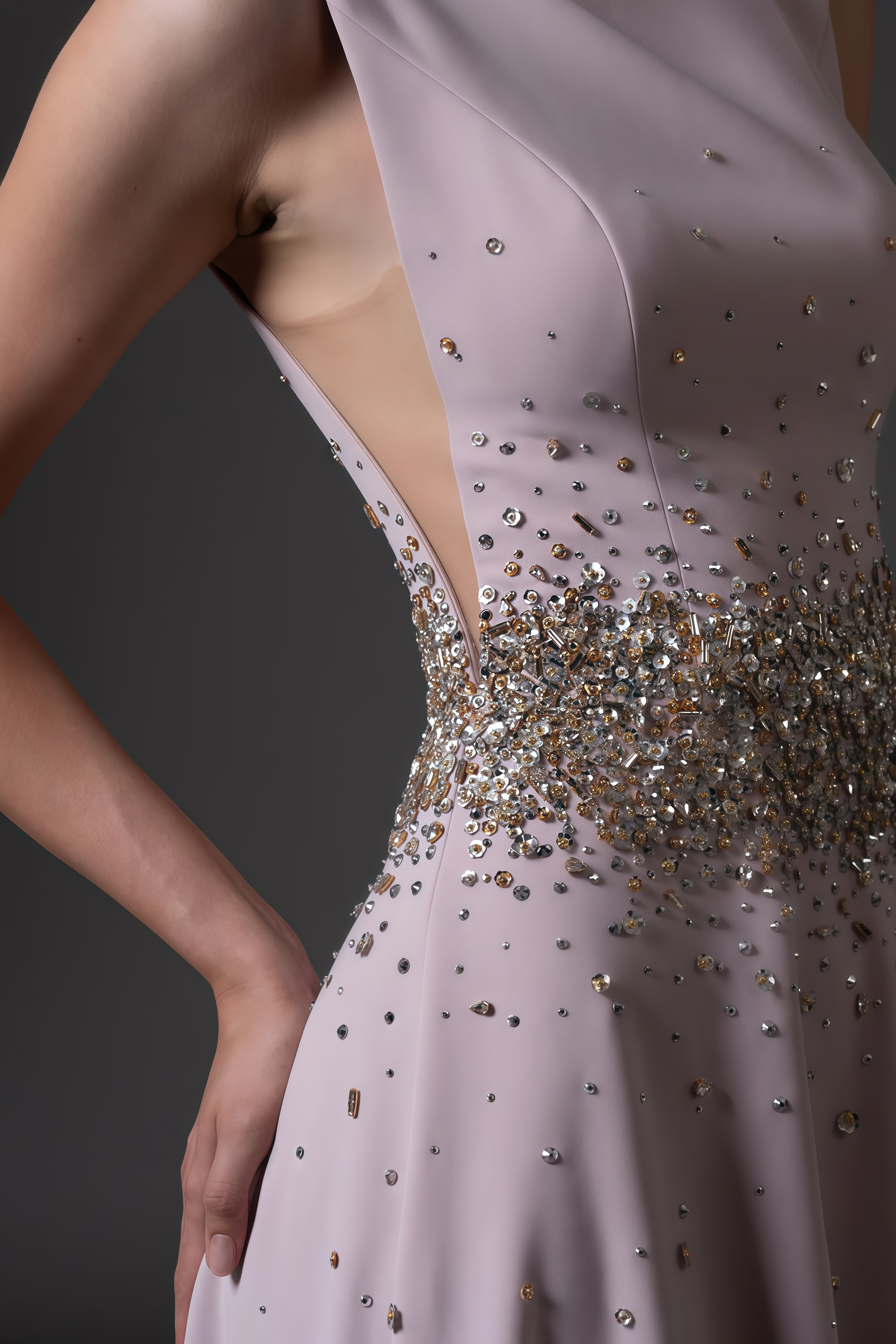 Breot Pink Sleeveless Rhinestone Maxi Dress