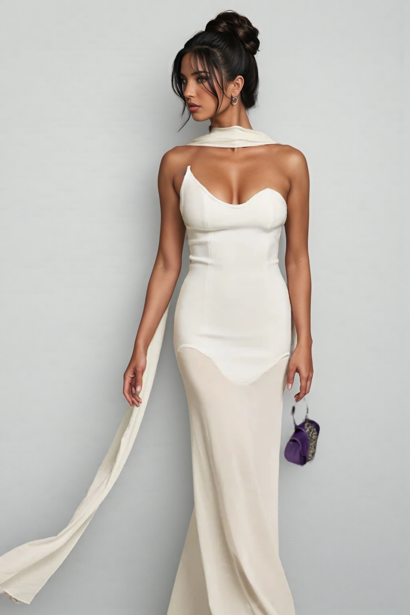Tyvef Strapless Draped Bandage Maxi Dress