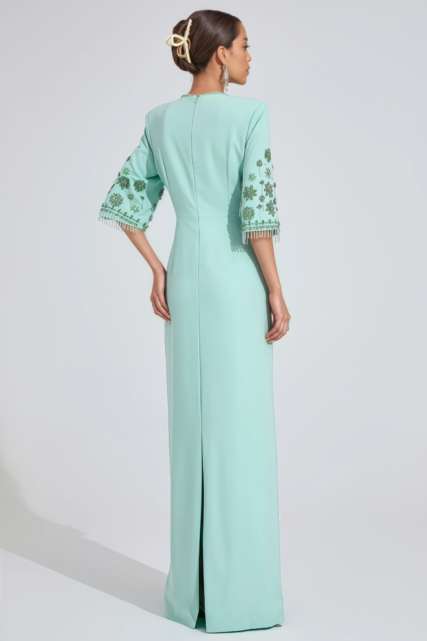 Caley Green Rhinestone Maxi Dress