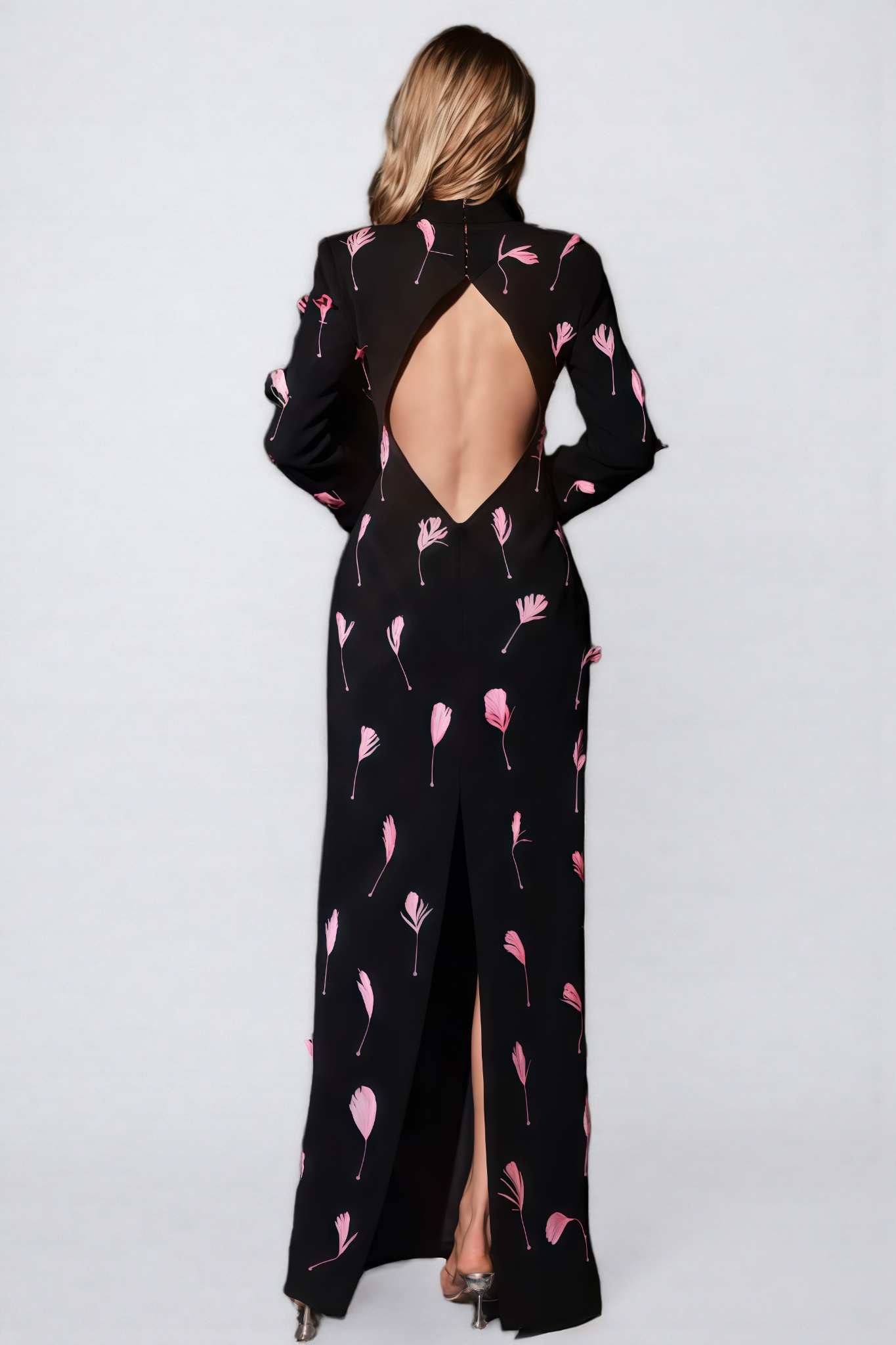 Granville Cutout Feather Split Maxi Dress