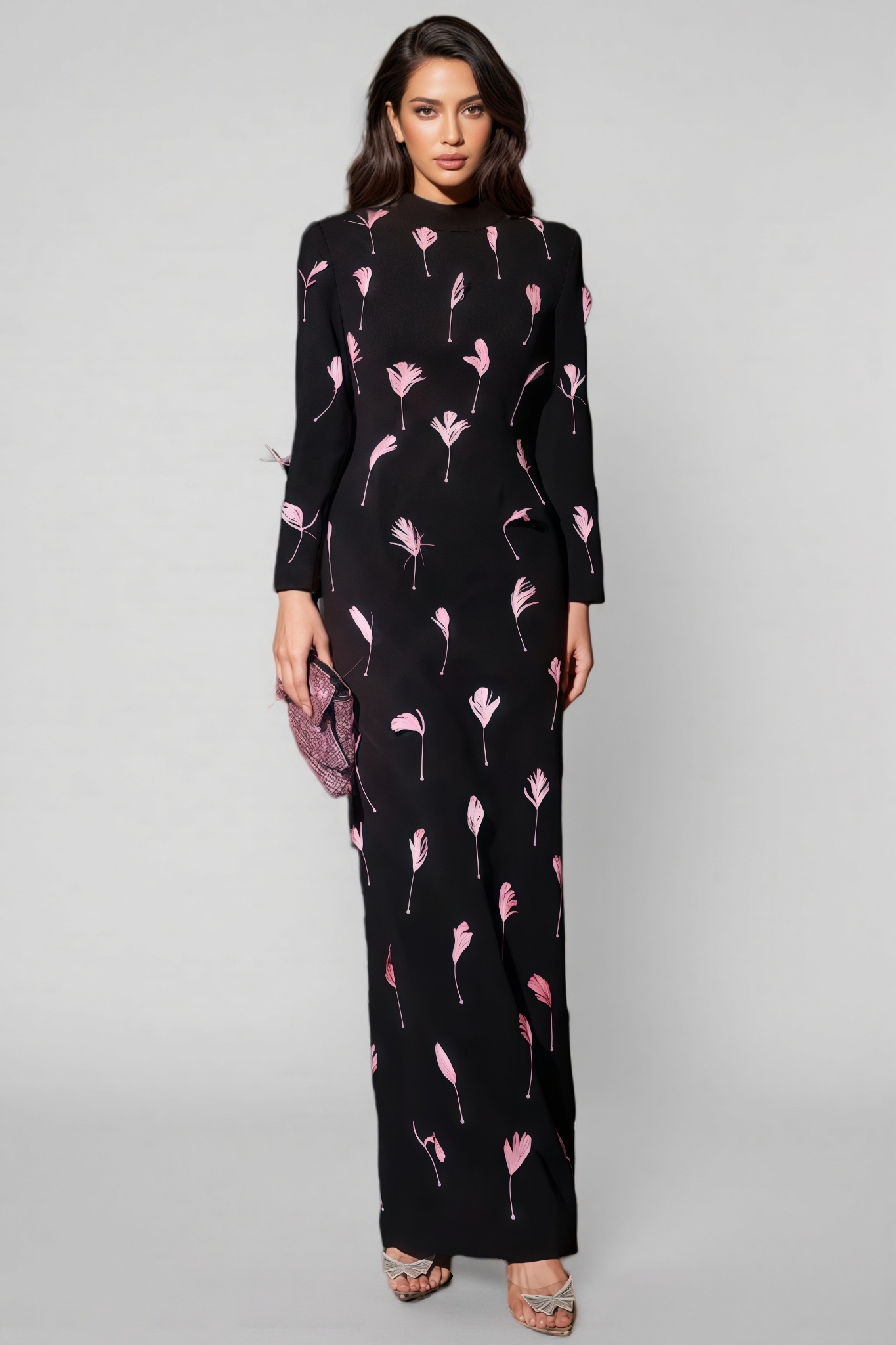 Granville Cutout Feather Split Maxi Dress