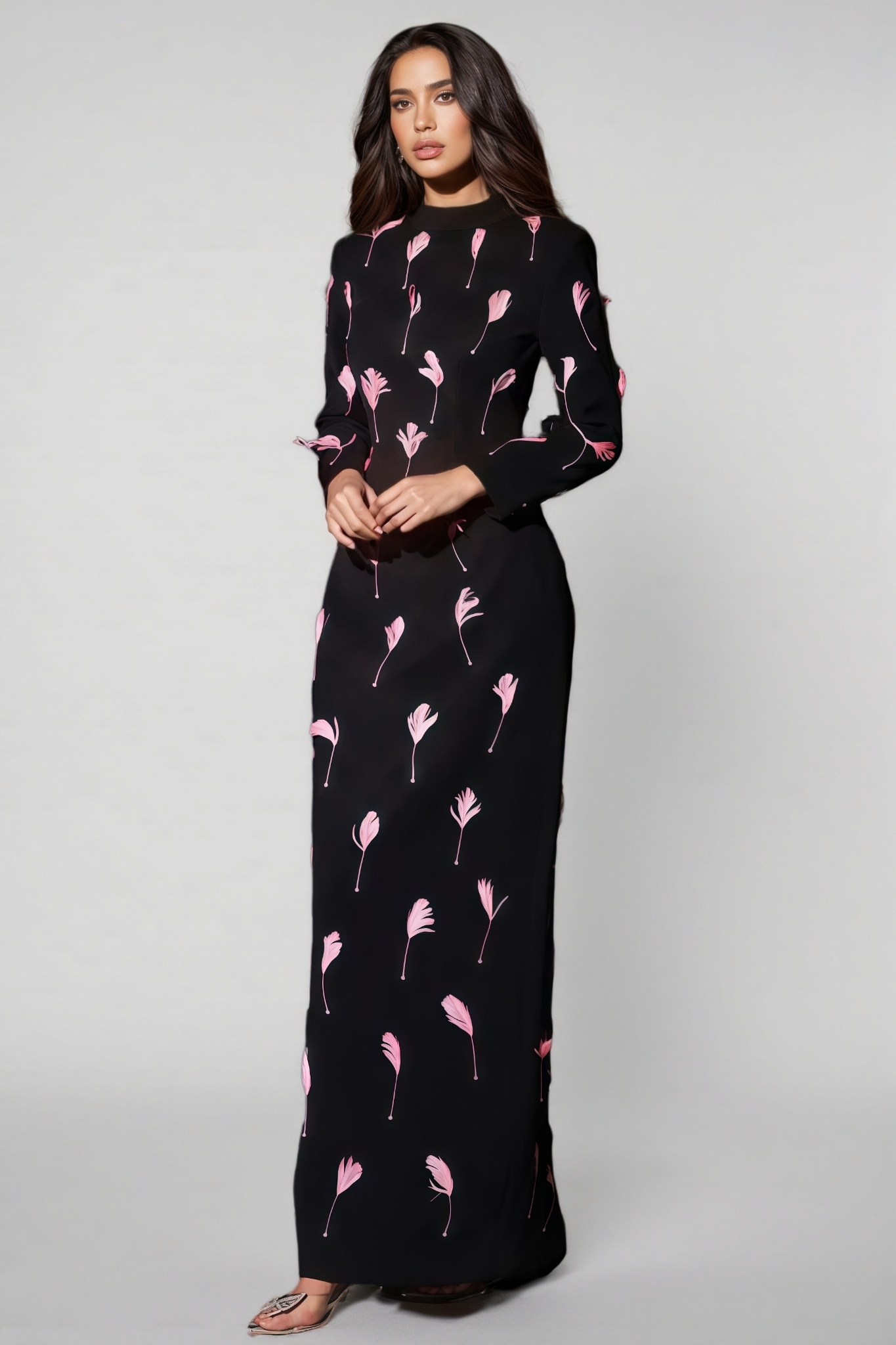 Granville Cutout Feather Split Maxi Dress