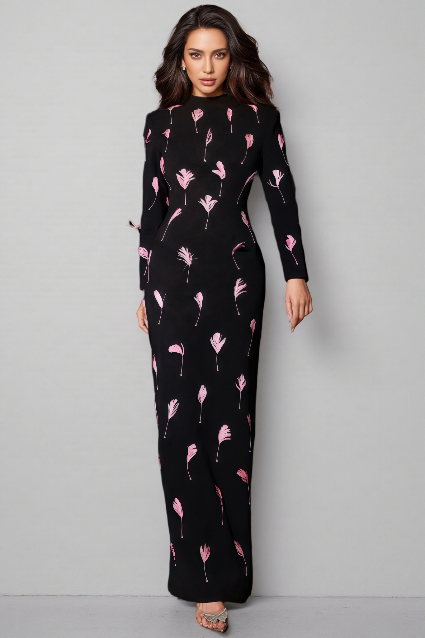 Granville Cutout Feather Split Maxi Dress